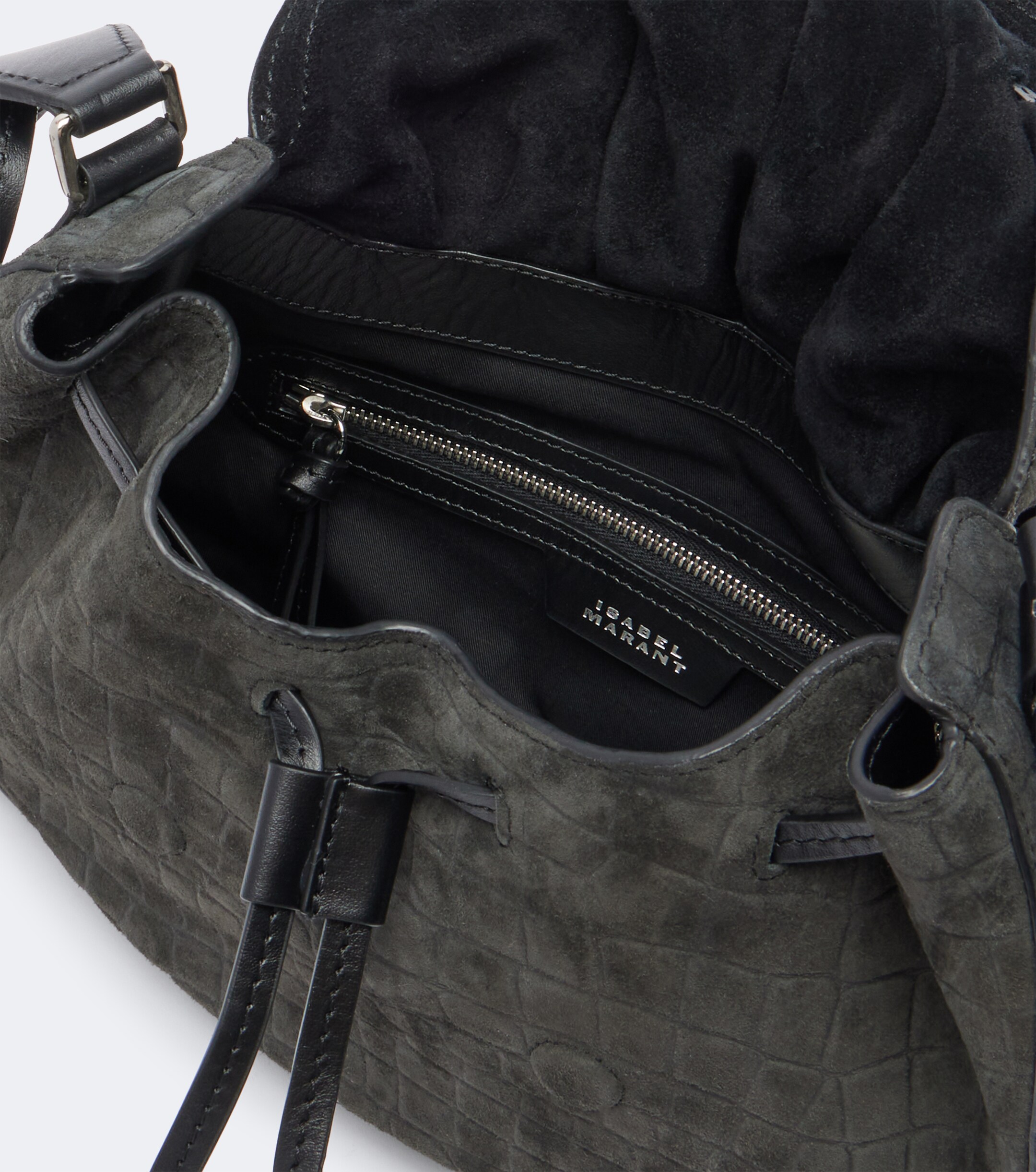 Isabel Marant Bolton Small croc-effect suede shoulder bag