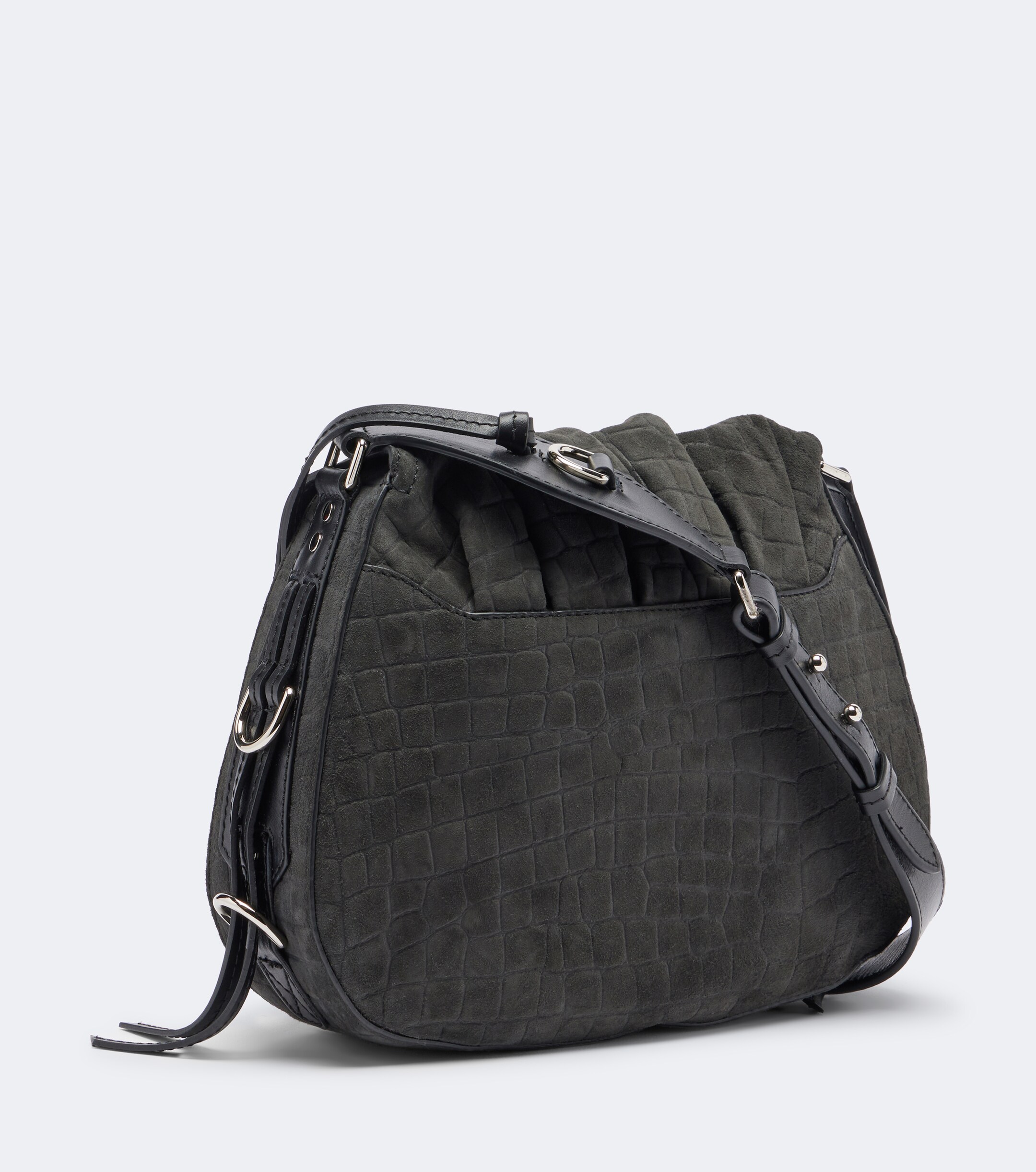 Isabel Marant Bolton Small croc-effect suede shoulder bag
