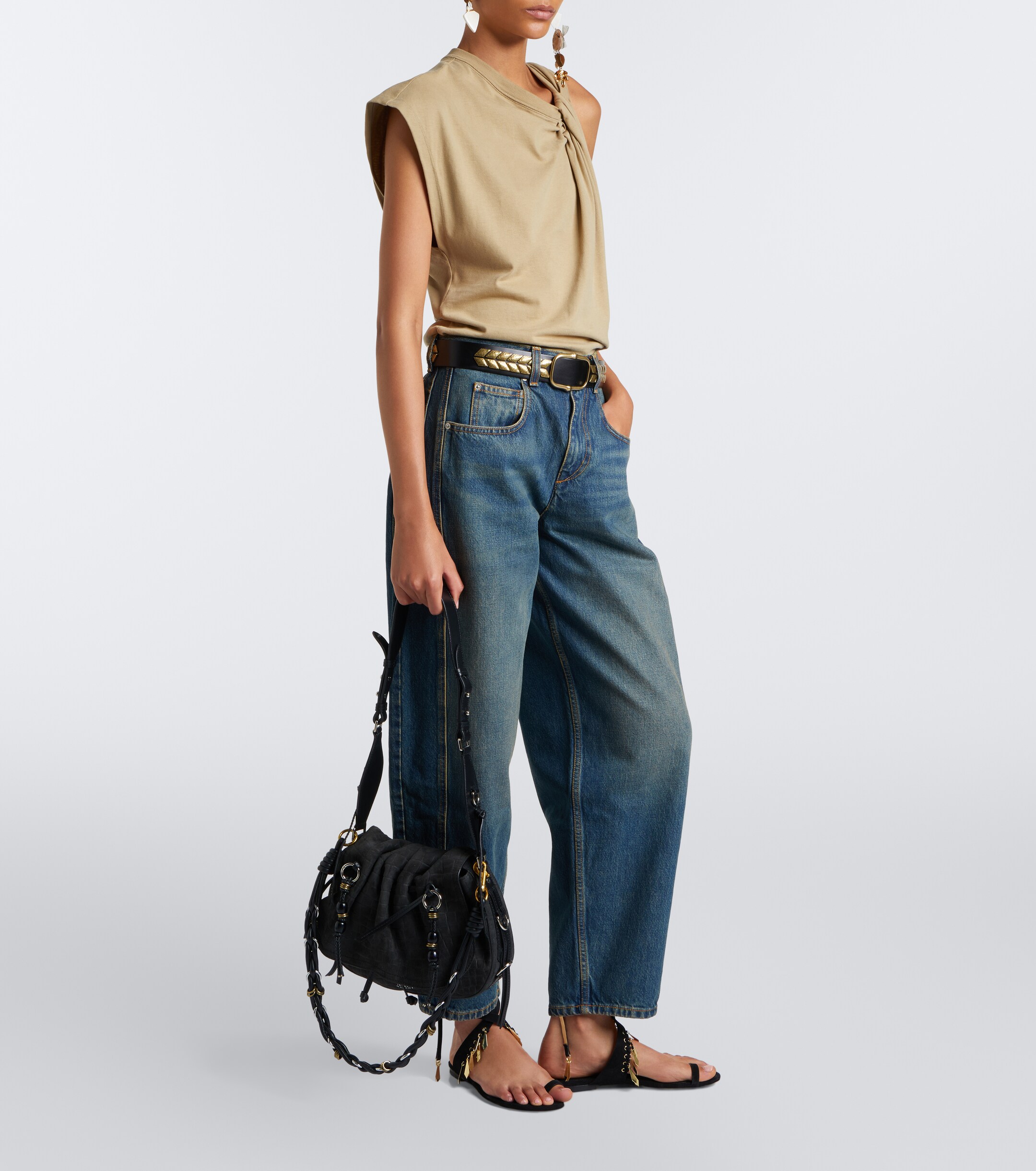 Isabel Marant Bolton Small croc-effect suede shoulder bag
