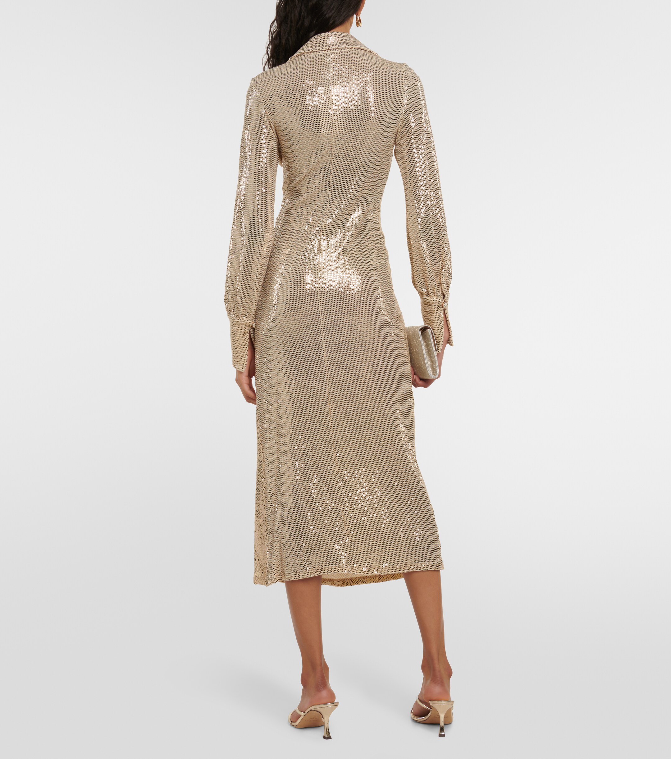 Dodo Bar Or Joelle sequined gathered midi dress thumbnail