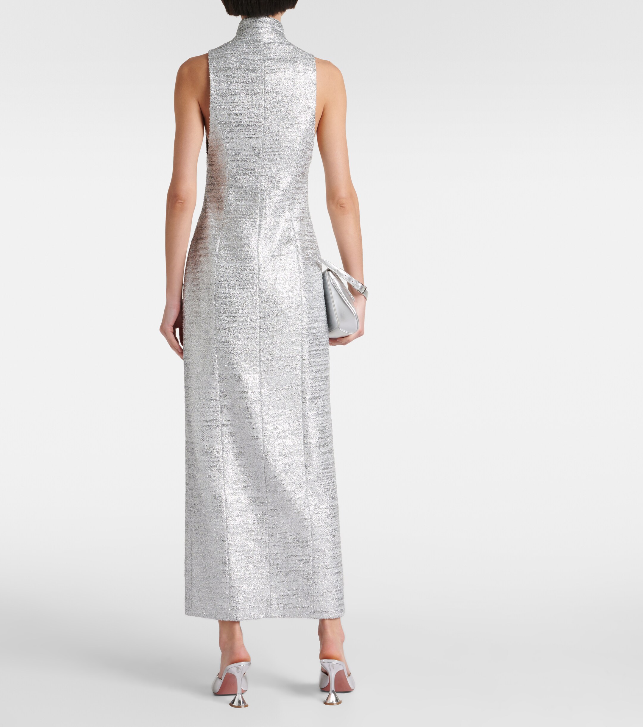 Alessandra Rich Front-slit lurex® tweed midi dress