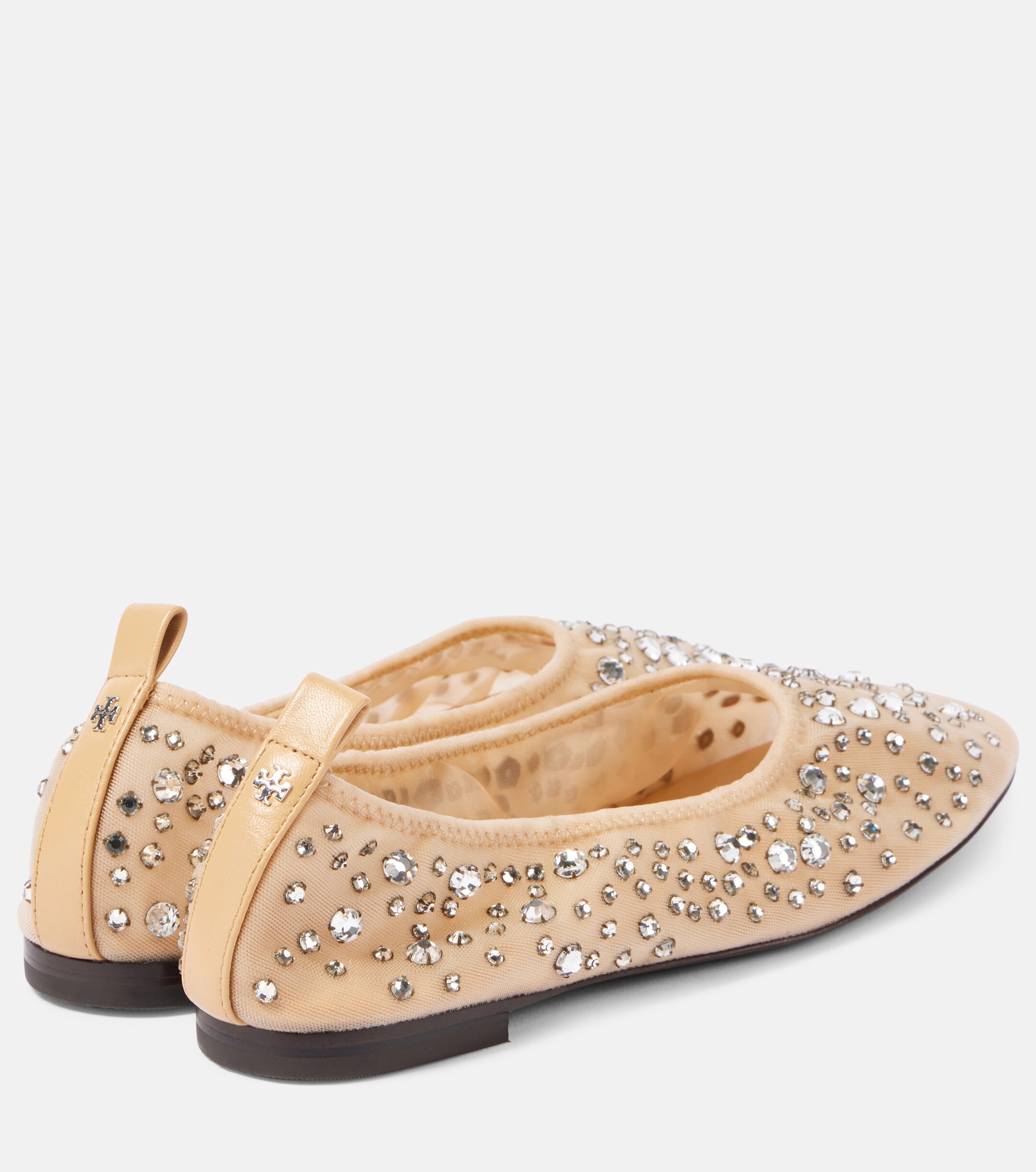 Tory Burch Crystal-embellished mesh ballet flats thumbnail