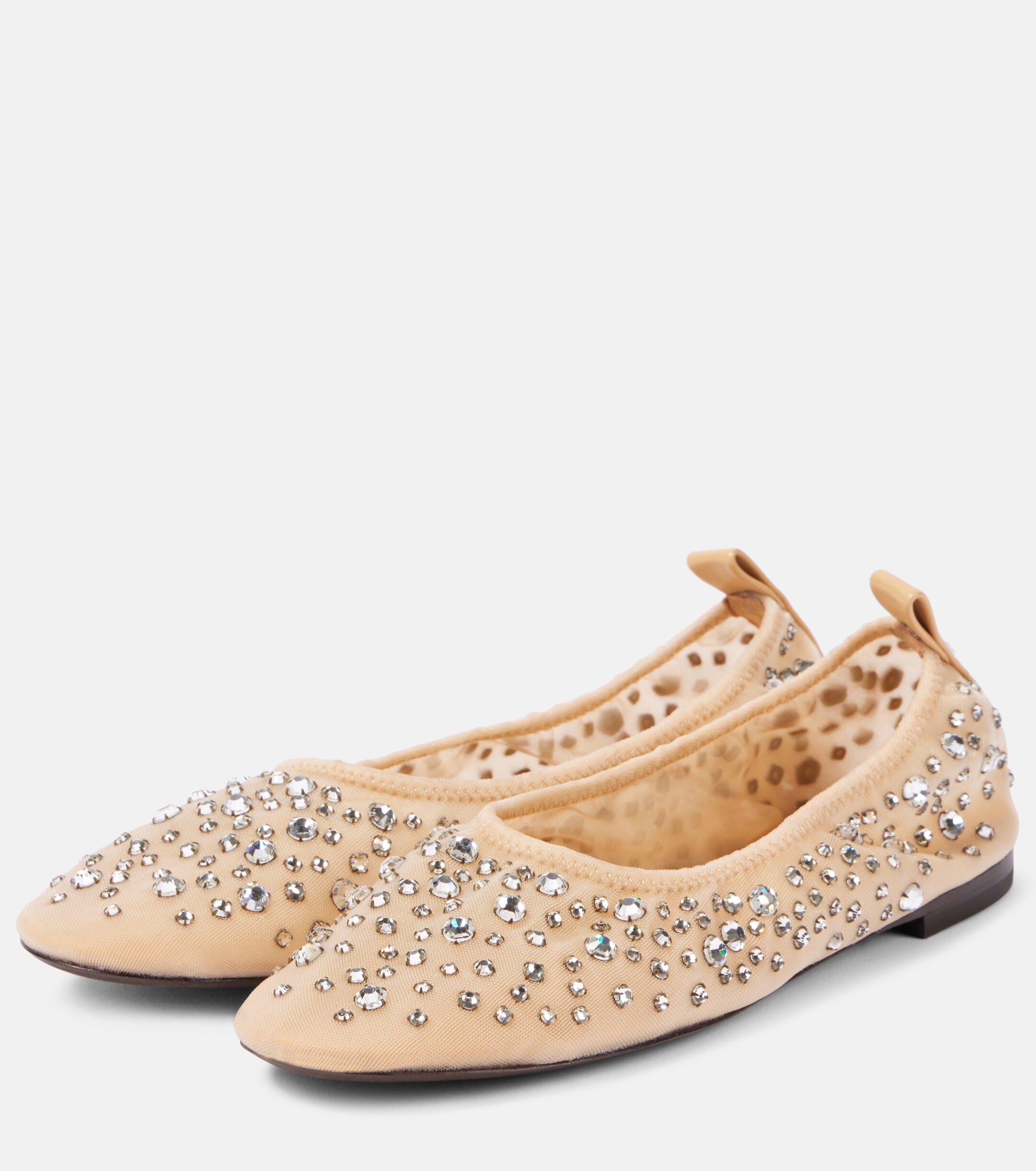 Tory Burch Crystal-embellished mesh ballet flats thumbnail