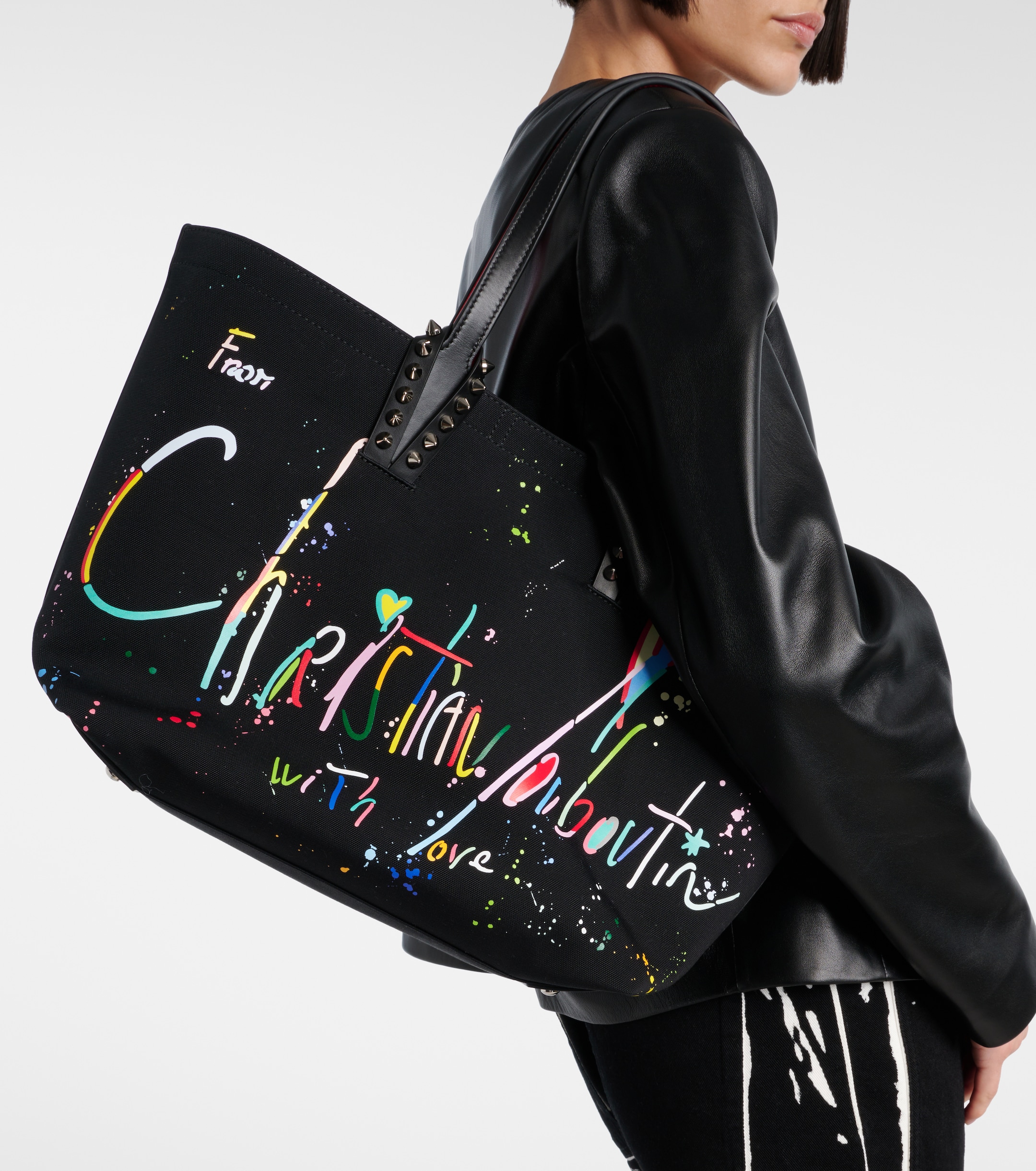 CHRISTIAN LOUBOUTIN Cabata Large leather-trimmed canvas tote bag