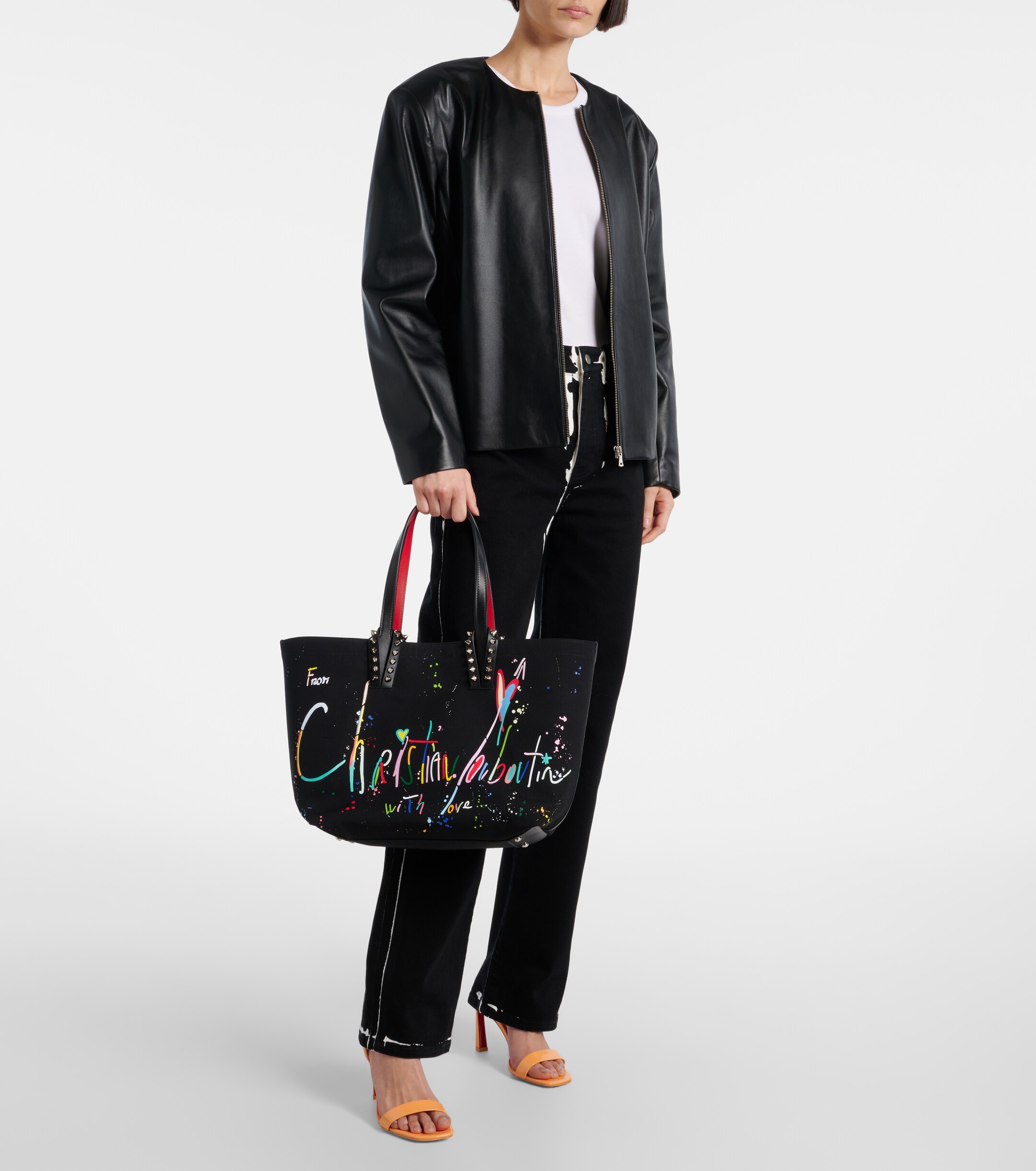 CHRISTIAN LOUBOUTIN Cabata Large leather-trimmed canvas tote bag