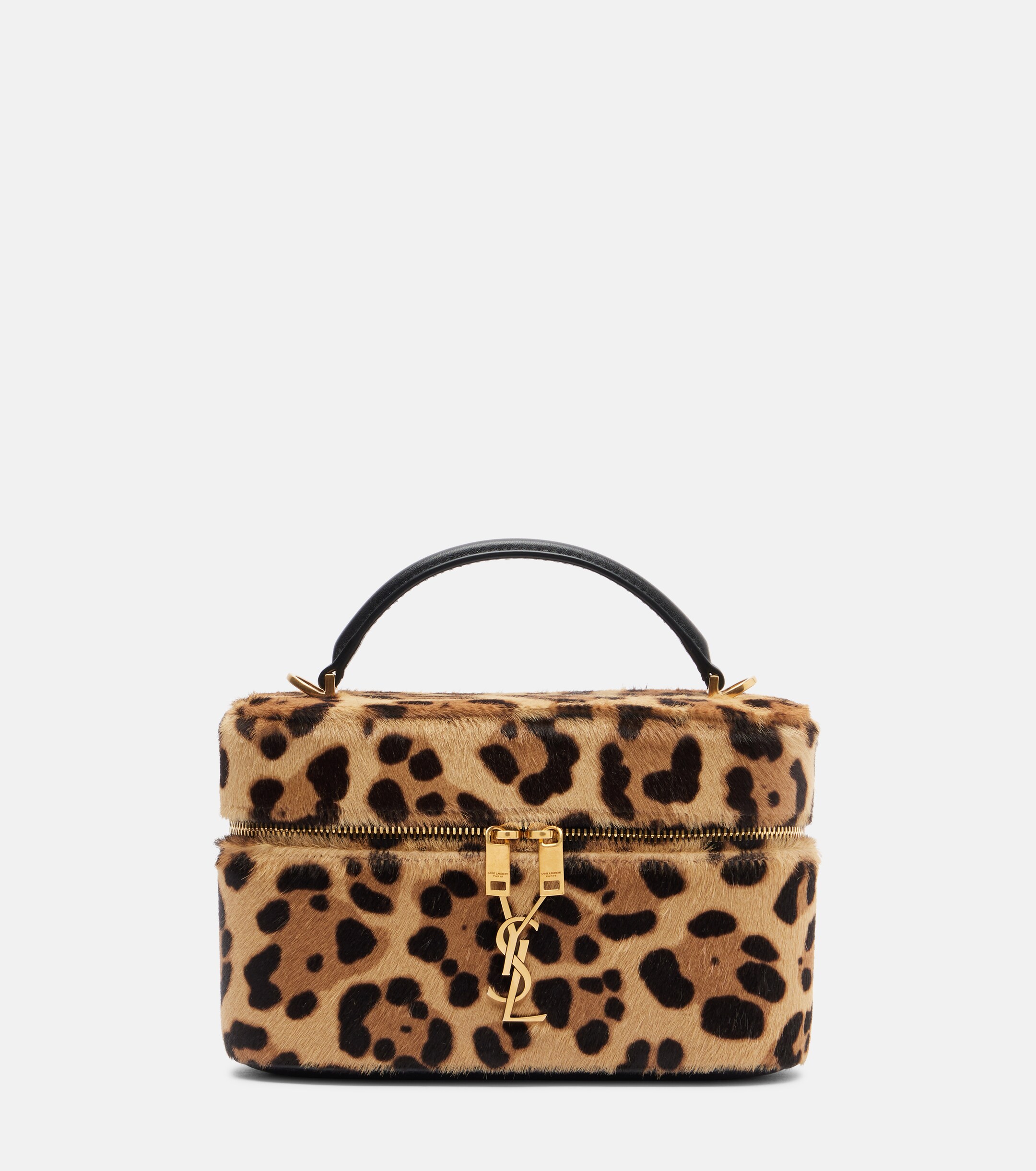 Saint Laurent Gaby leopard-print calf hair vanity bag
