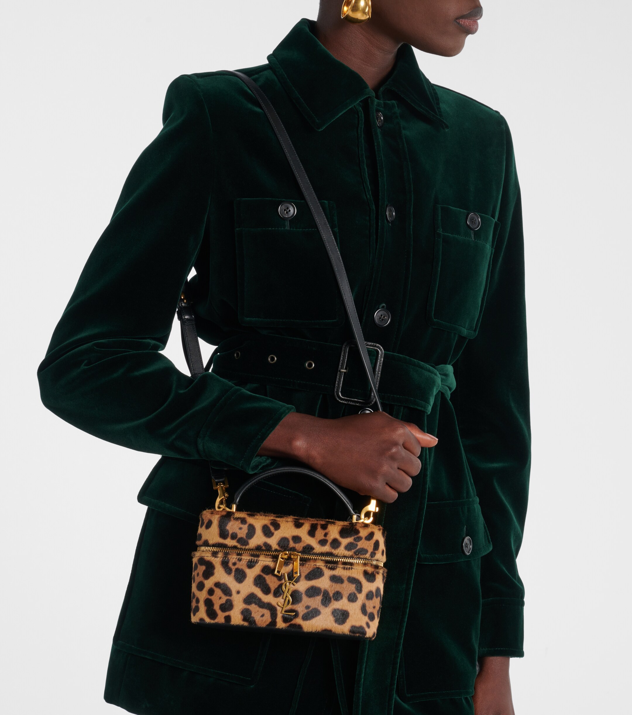 Saint Laurent Gaby leopard-print calf hair vanity bag