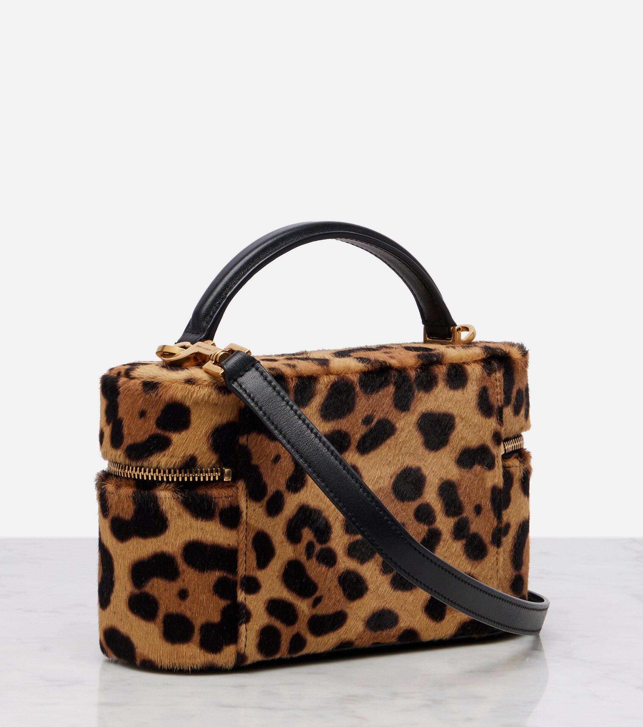 Saint Laurent Gaby leopard-print calf hair vanity bag