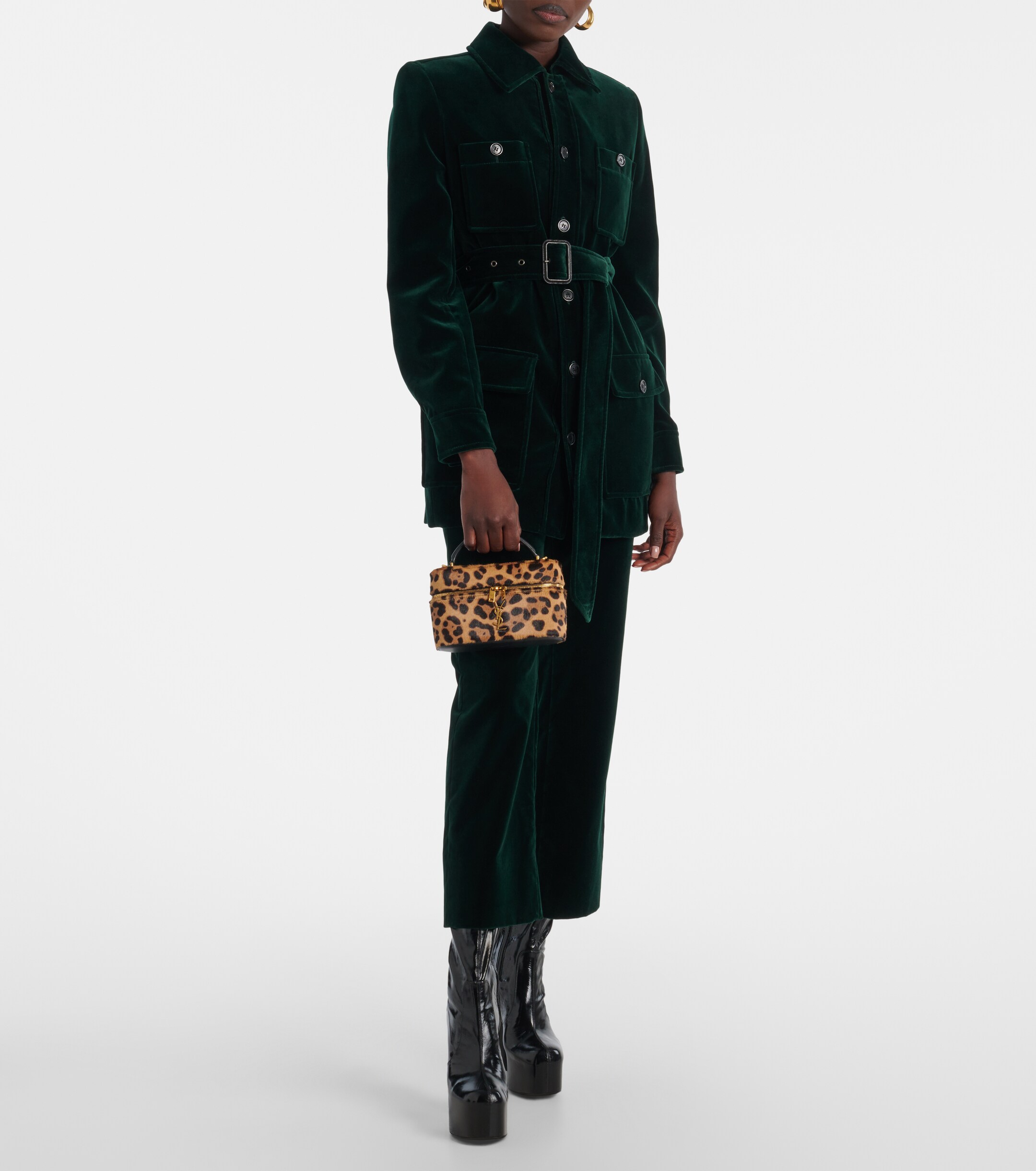 Saint Laurent Gaby leopard-print calf hair vanity bag