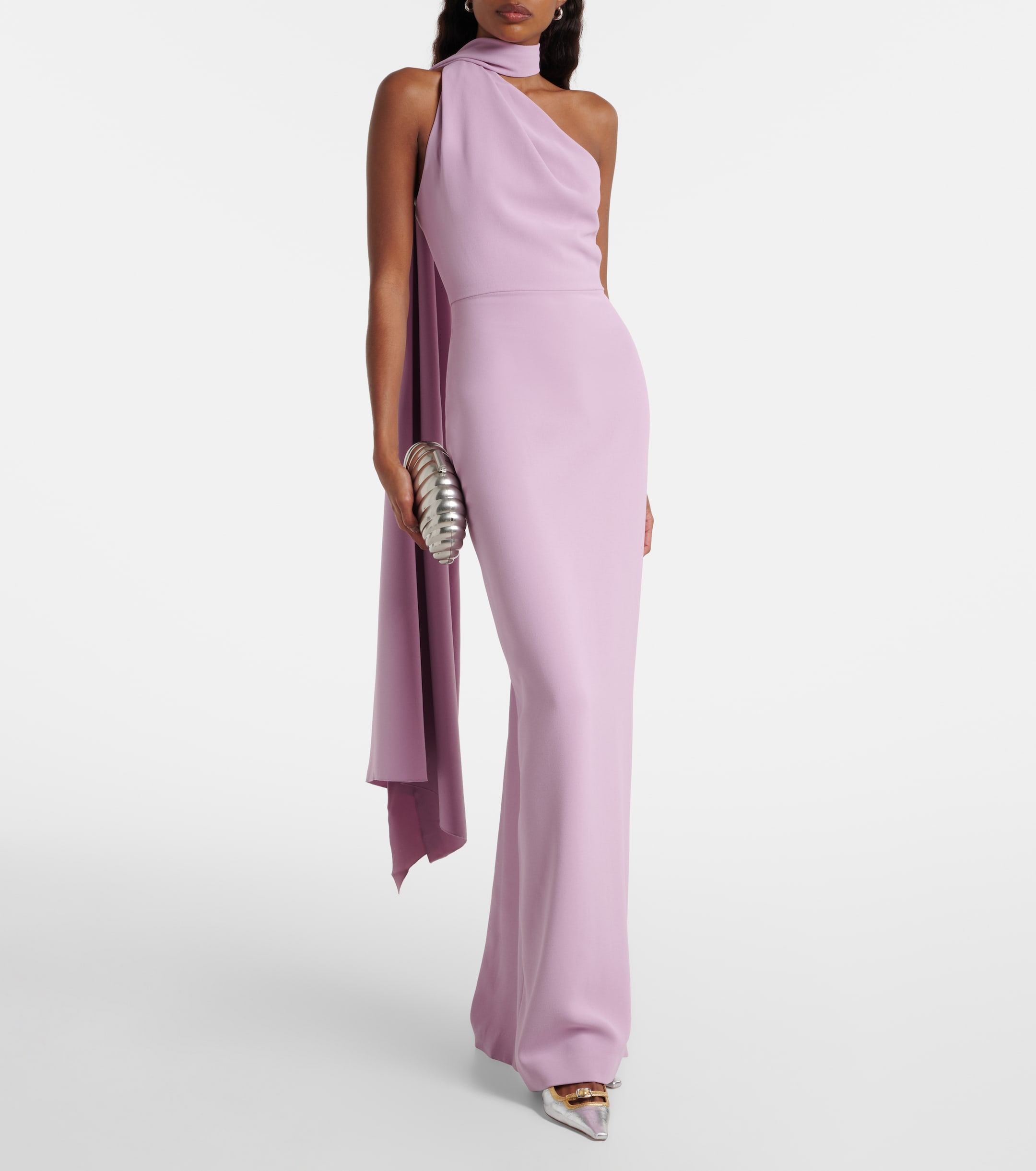 Solace London - Demi asymmetric scarf-detail gown | Plush Solace London - Demi asymmetric scarf-detail gown | Plush