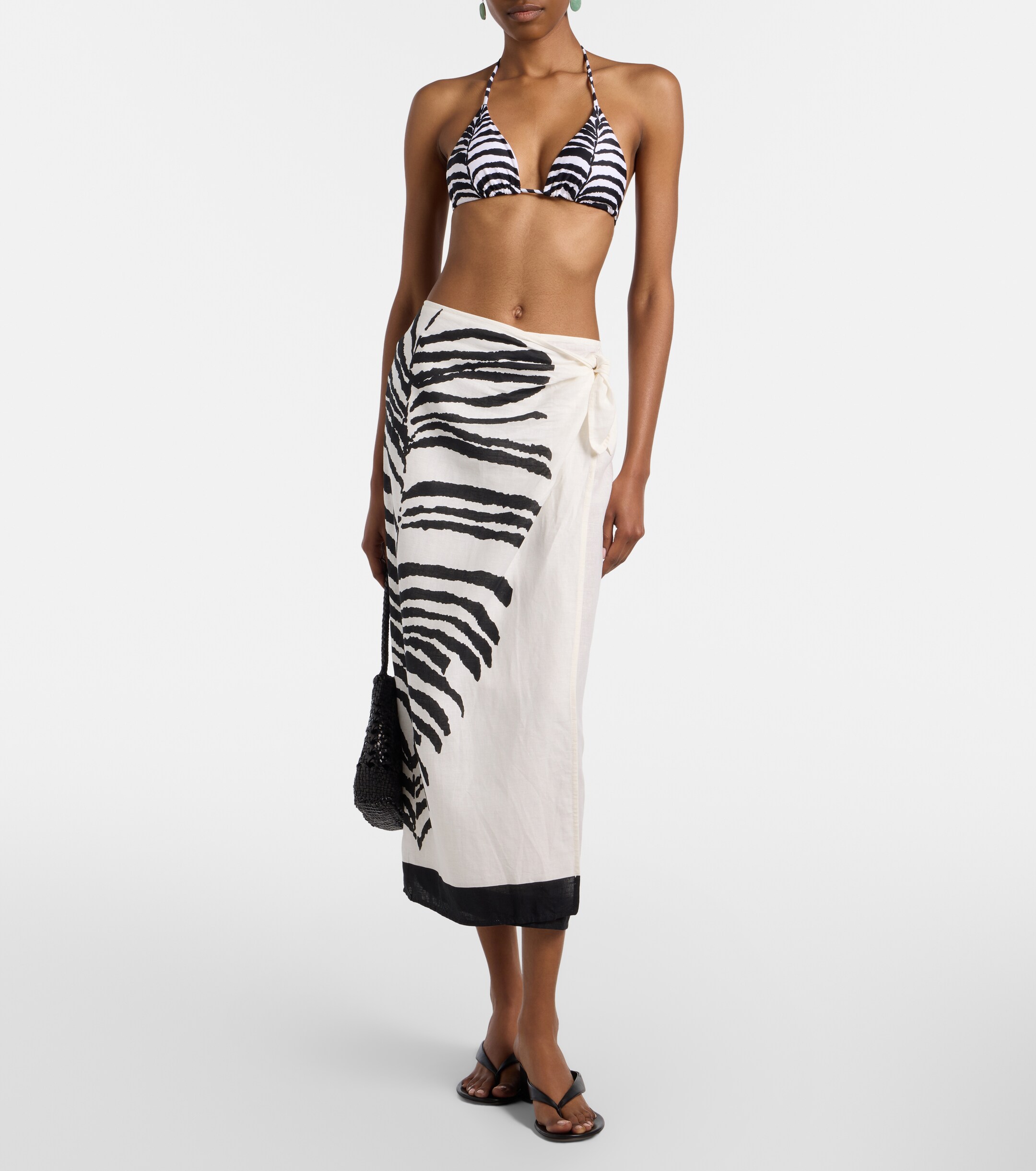 VIX PAULA HERMANNY ViX Paula Hermanny Flora zebra-print linen-blend maxi skirt