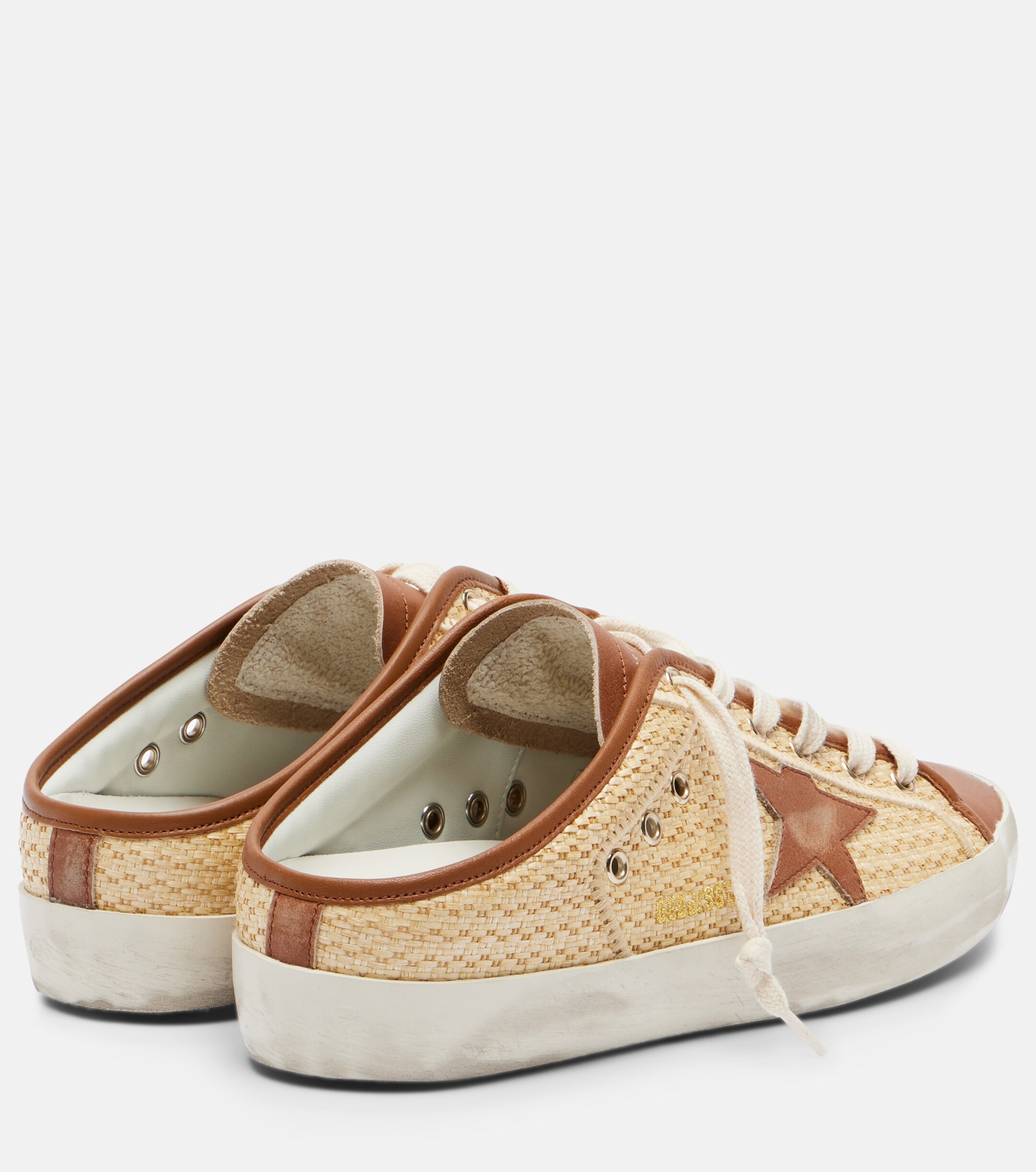 Golden Goose Golden Goose Super-Star raffia and leather mules