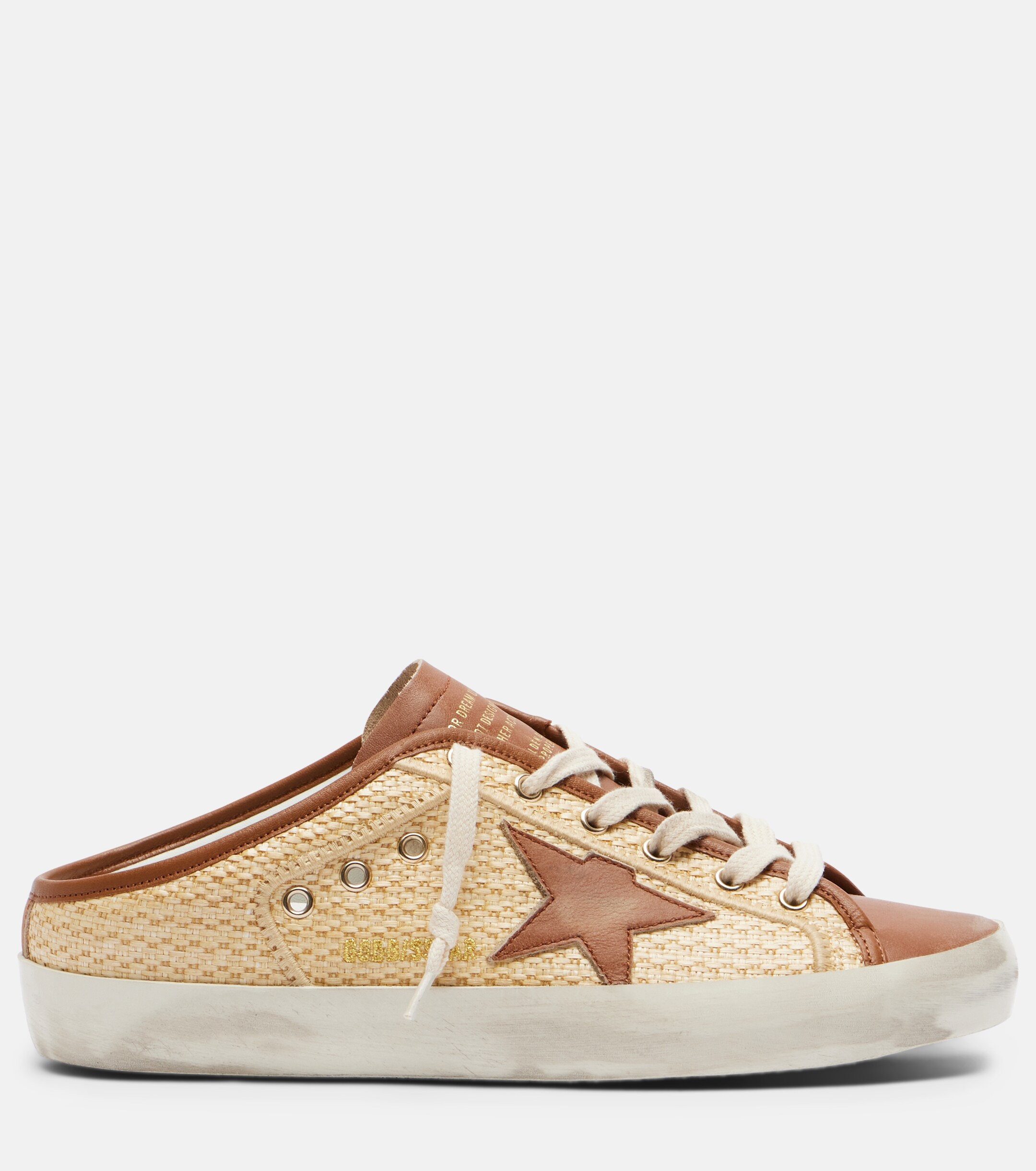 Golden Goose Golden Goose Super-Star raffia and leather mules
