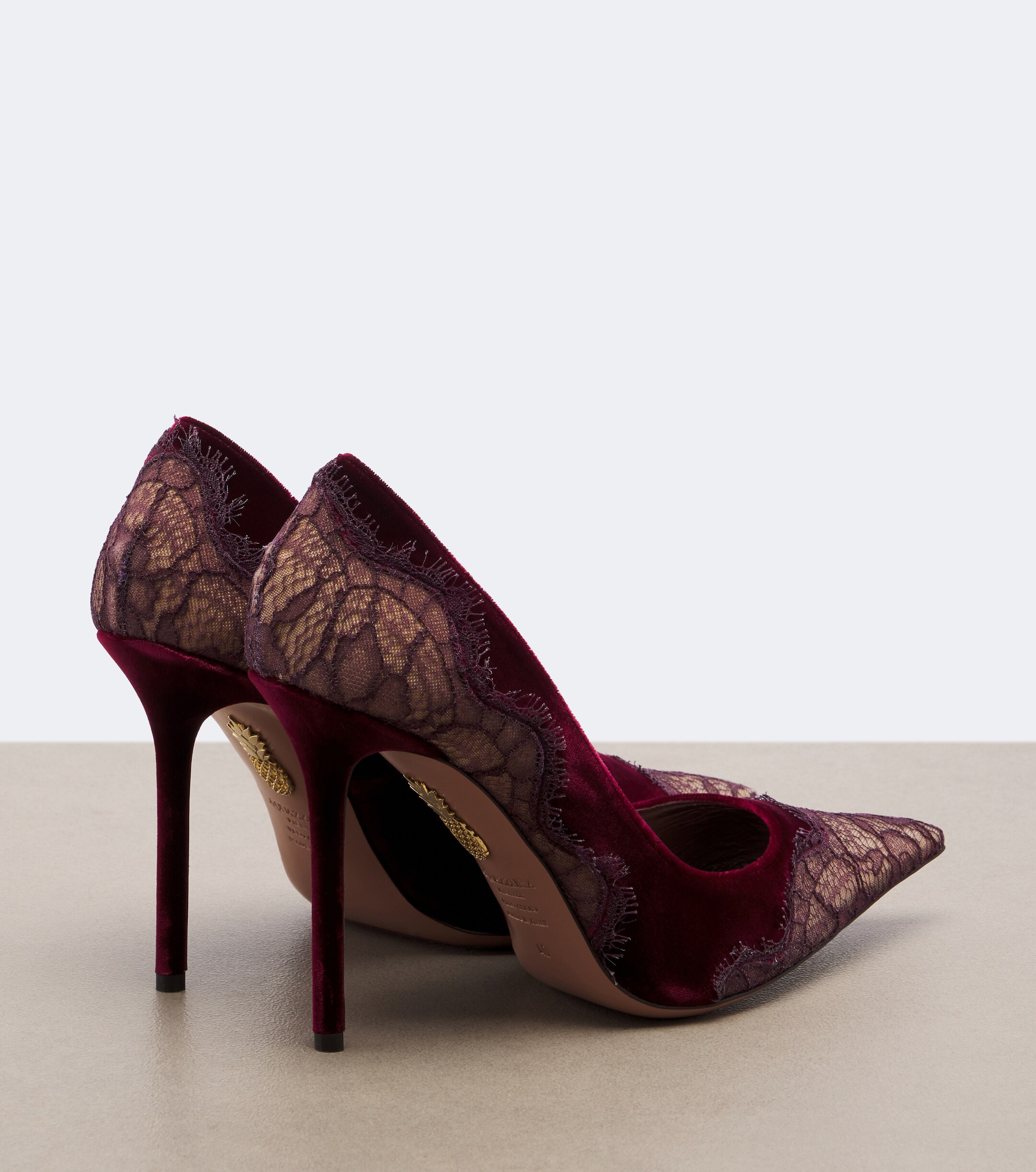 AQUAZZURA Aquazzura Meadow lace-trimmed velvet pumps