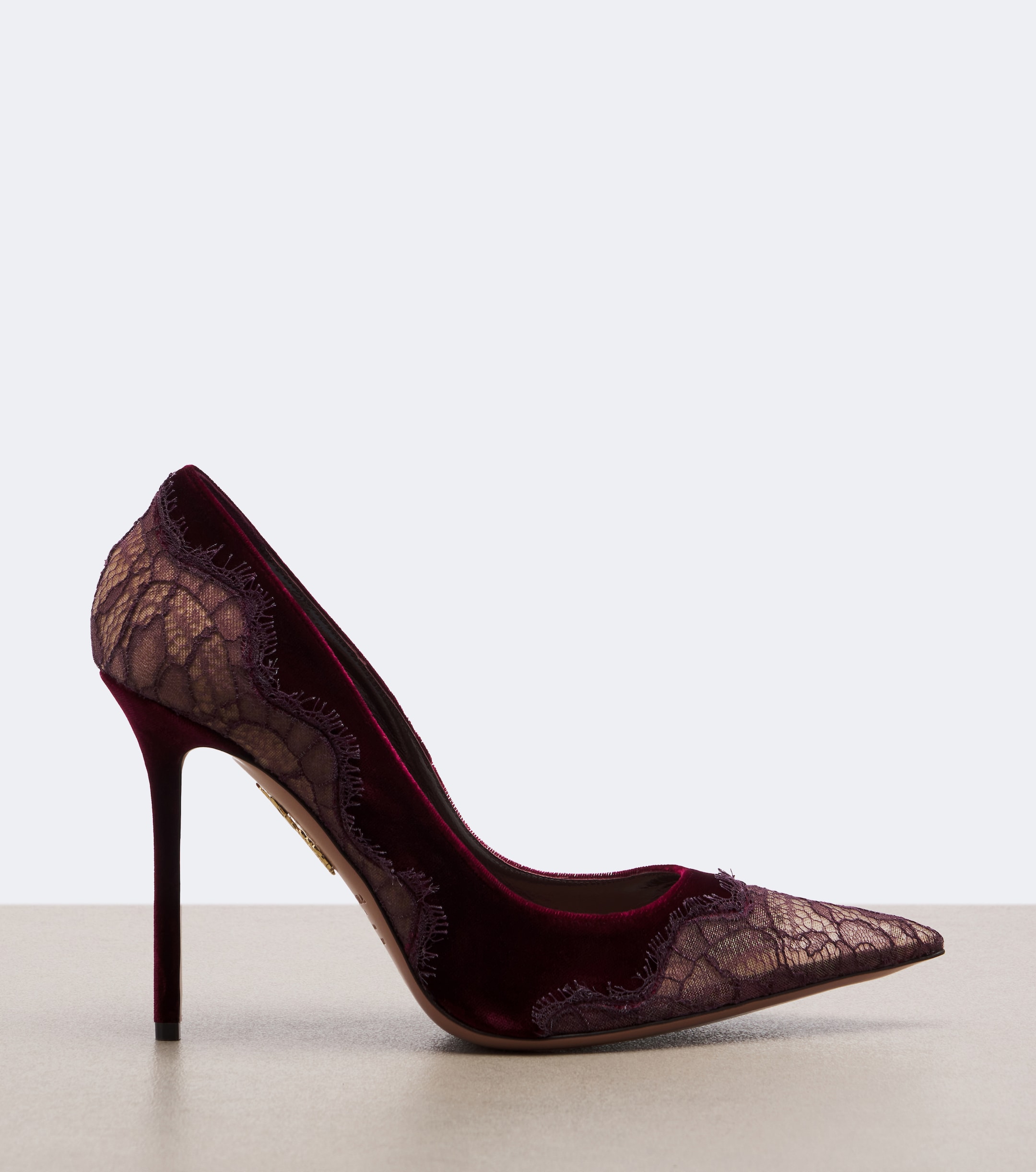 AQUAZZURA Aquazzura Meadow lace-trimmed velvet pumps