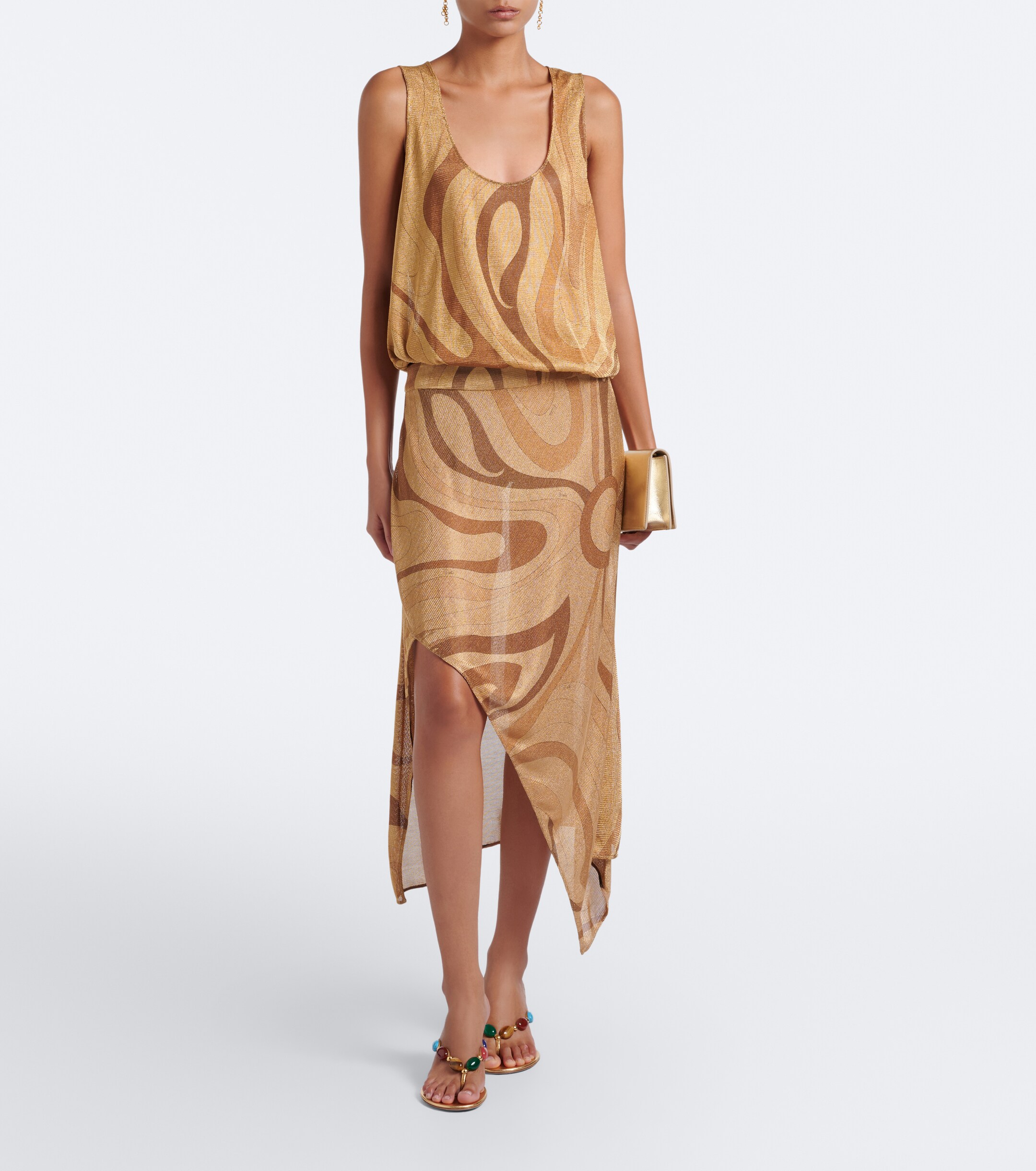 Pucci Pucci Marmo asymmetric Lurex midi skirt