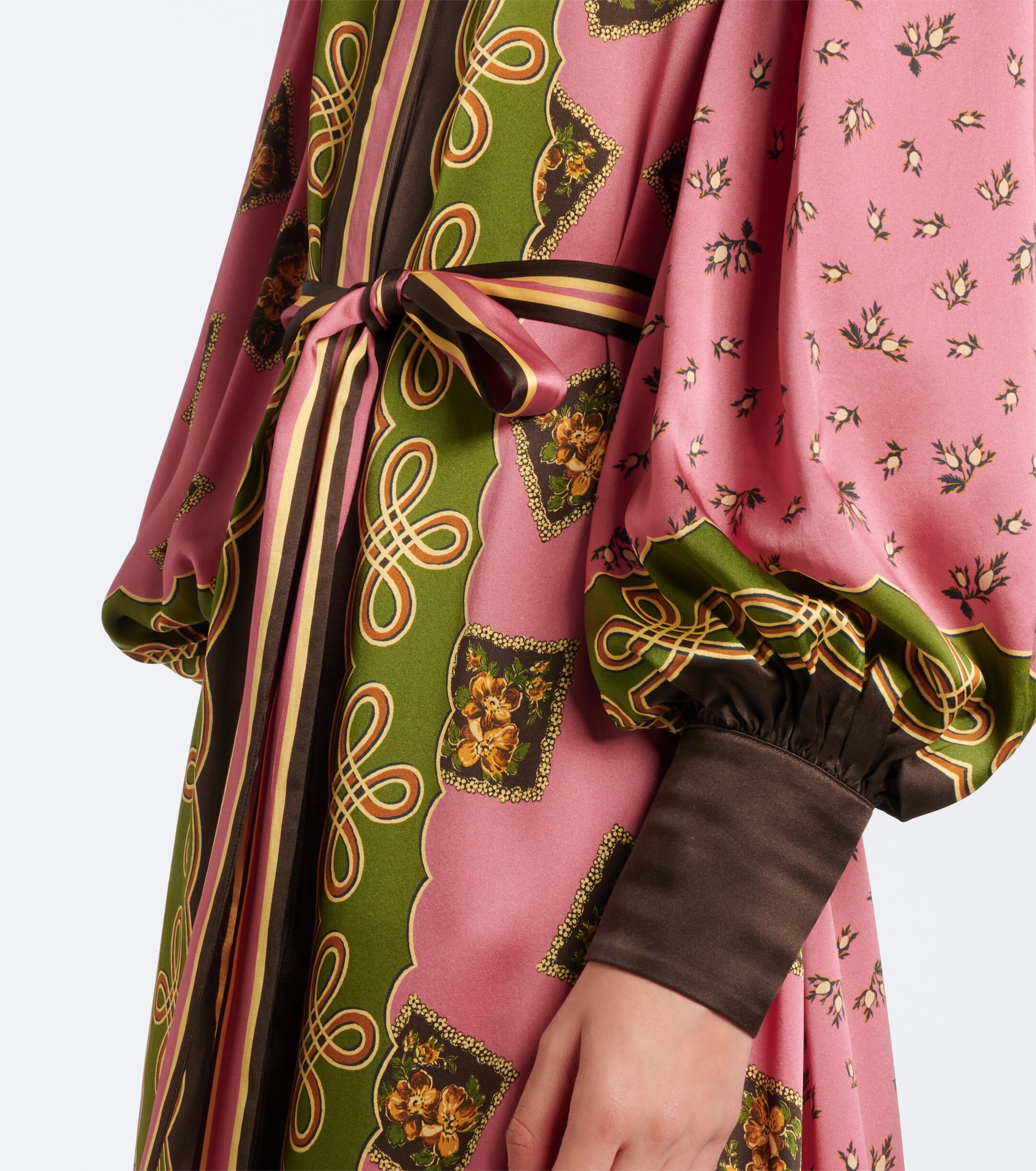 Alémais Alémais Lacey belted printed silk satin shirt dress