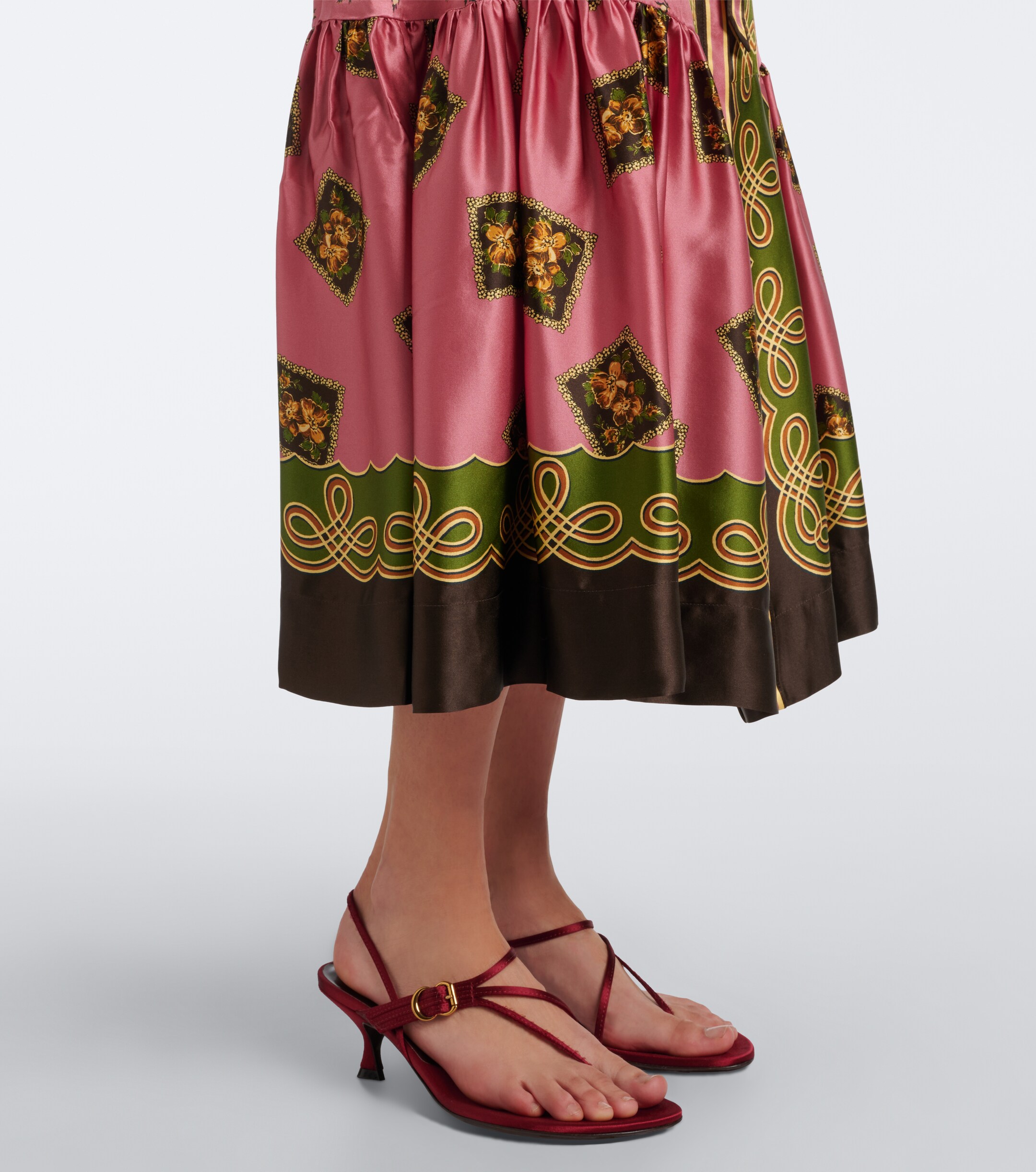 Alémais Alémais Lacey belted printed silk satin shirt dress