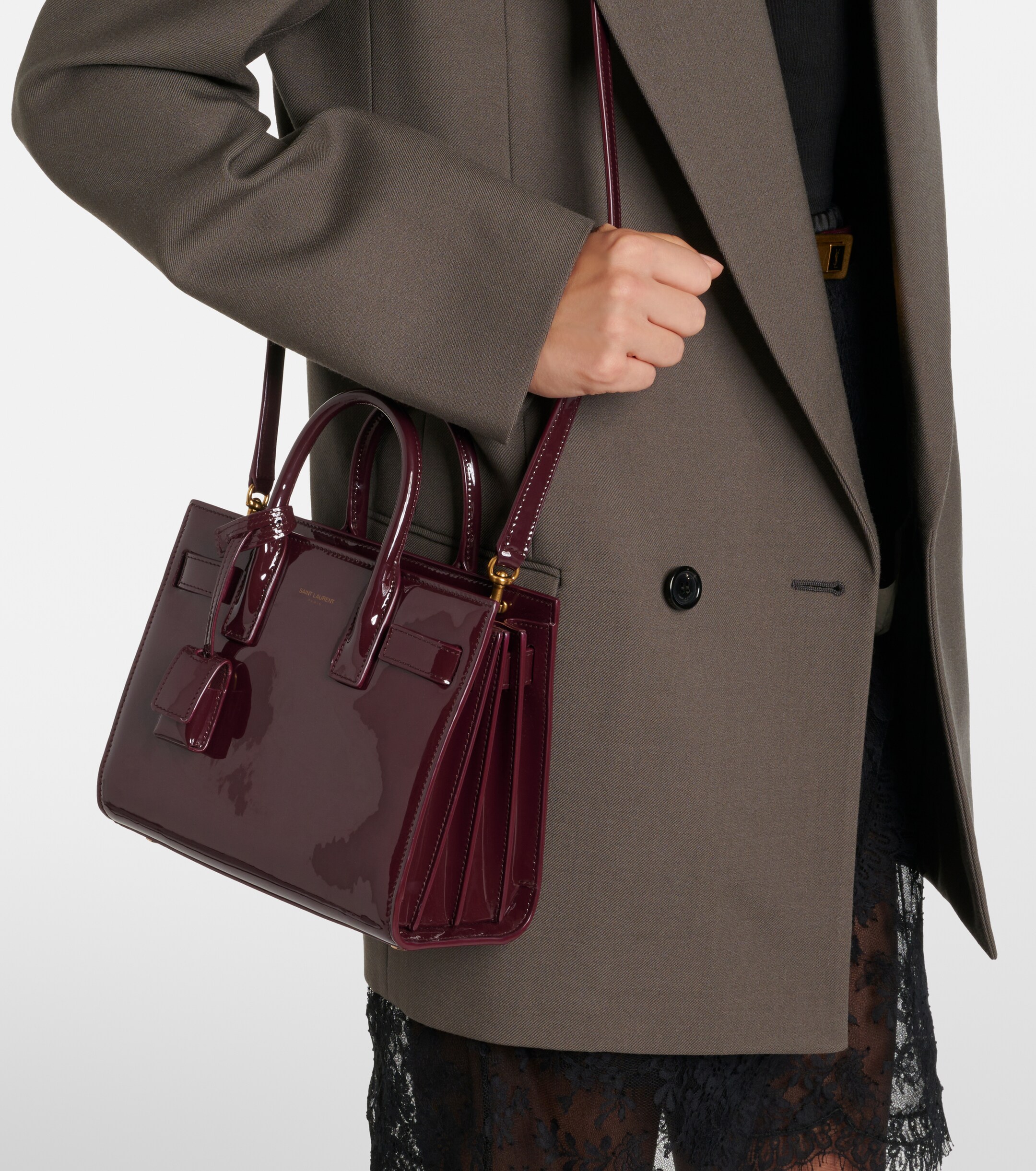 Saint Laurent Sac De Jour Nano patent leather tote bag