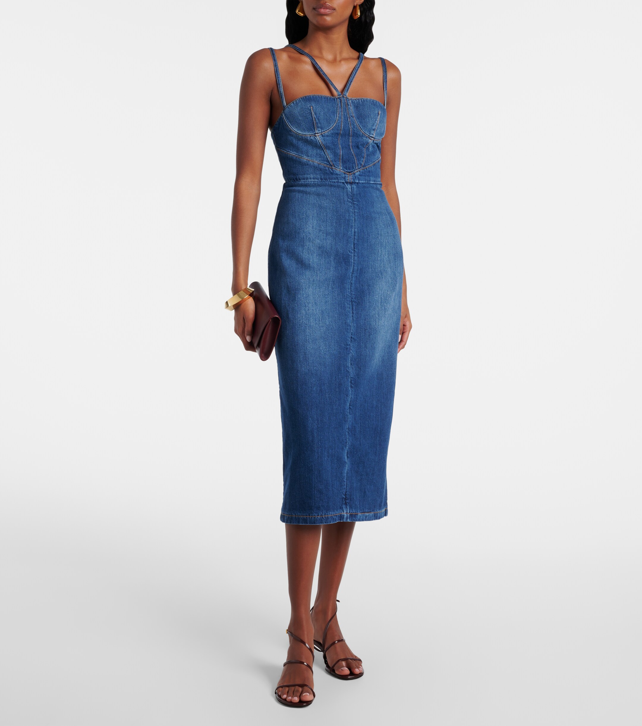 Nensi Dojaka - Denim corset dress | Plush