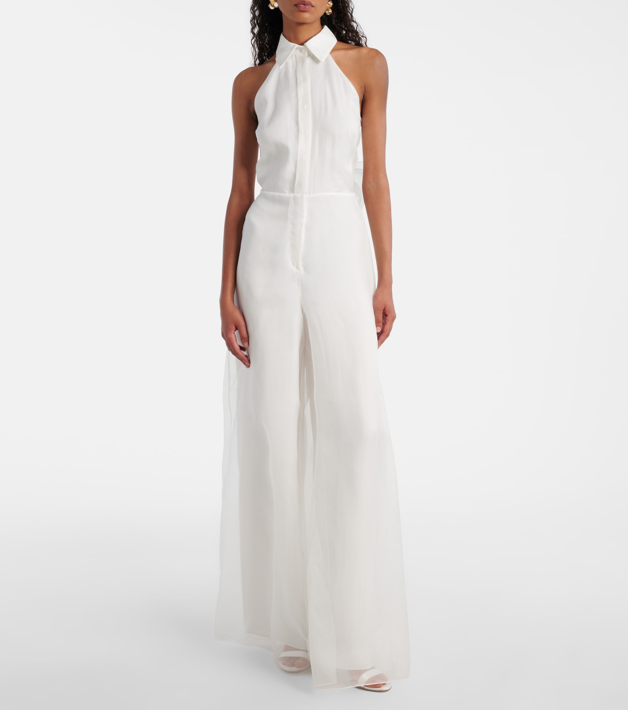 Max Mara Bridal Tunca semi-sheer silk jumpsuit