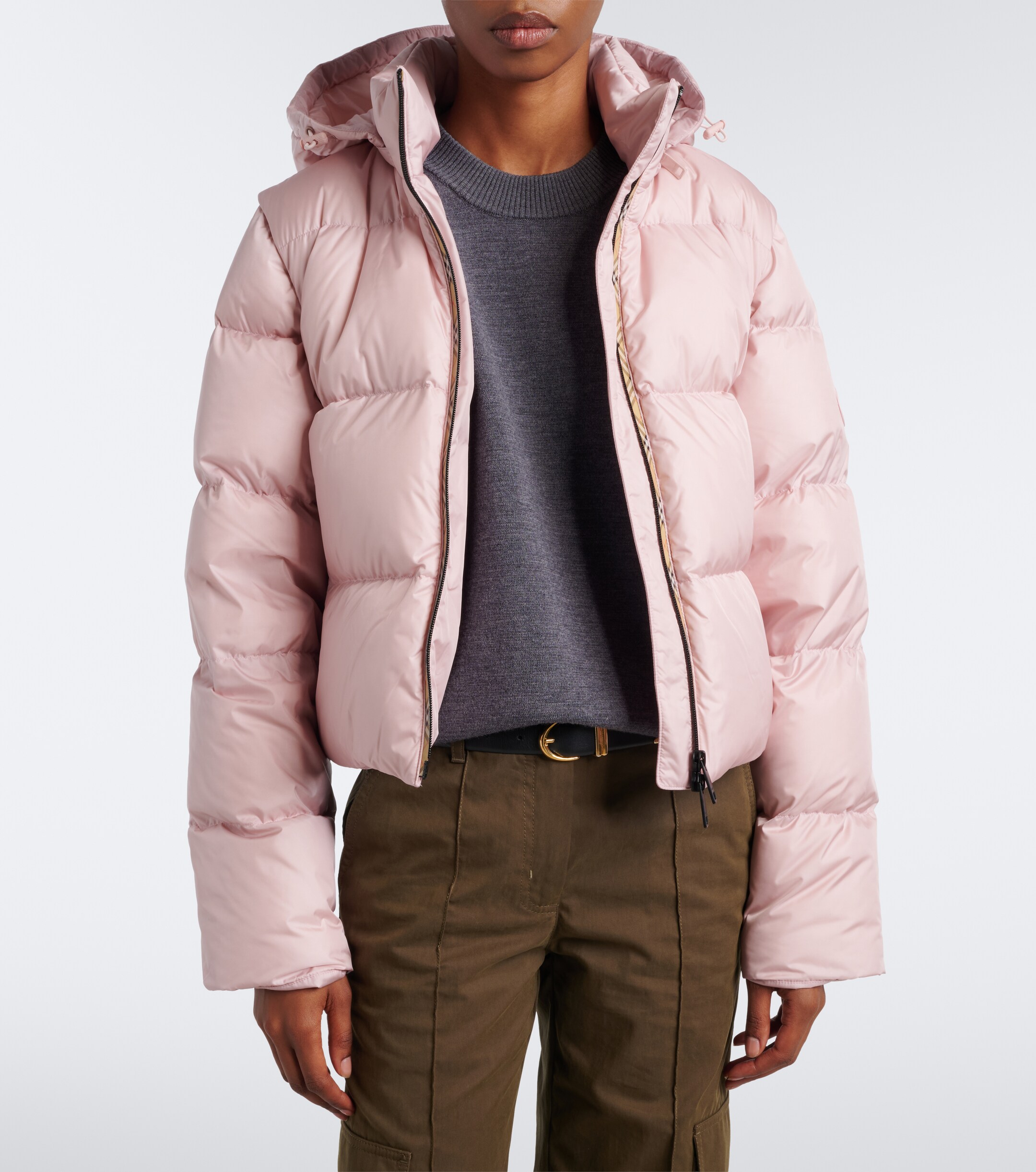 Burberry Burberry Burberry Check hooded down jacket