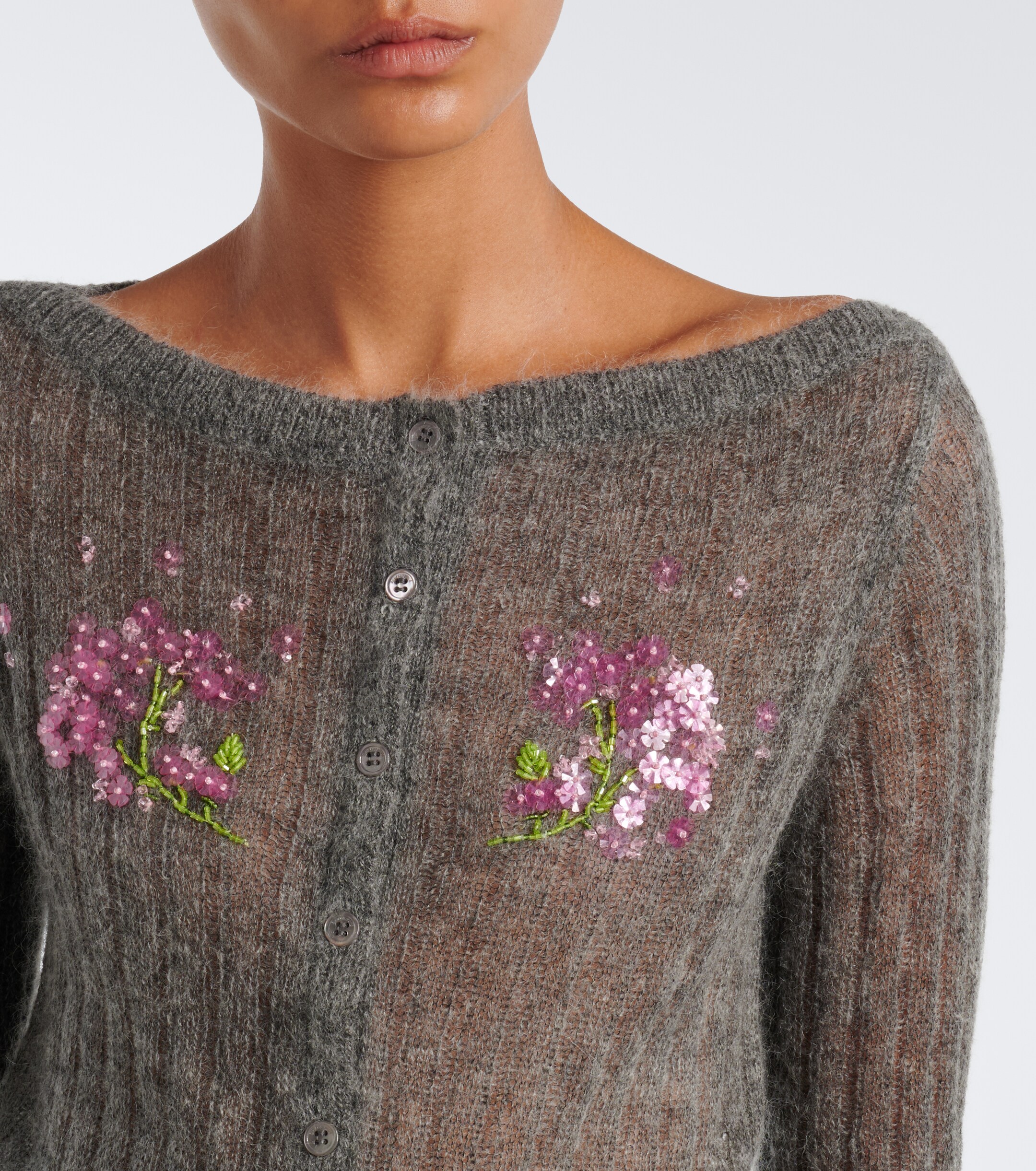 SHUSHU/TONG Shushu/Tong Embellished wool and mohair-blend cardigan