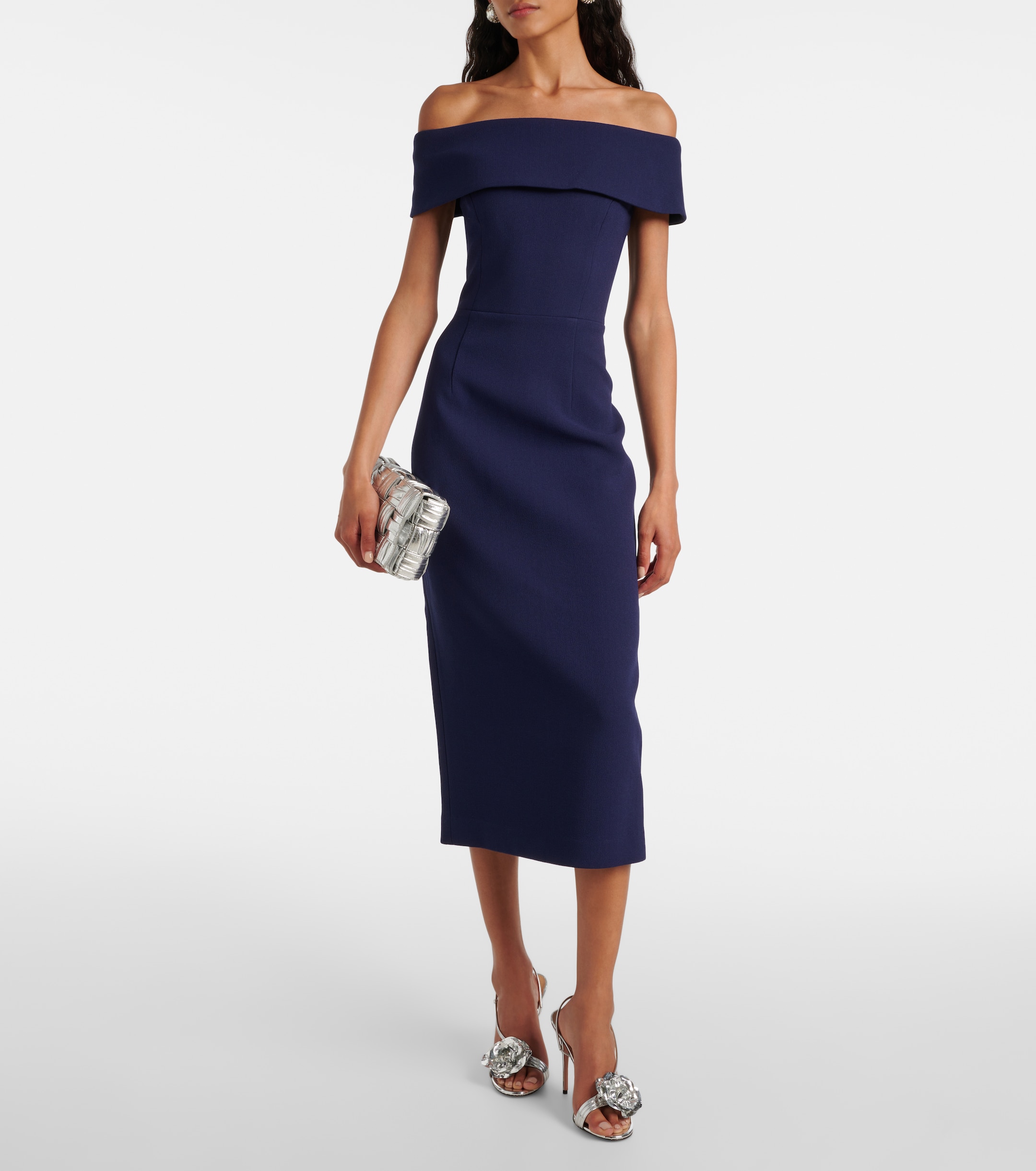 Rebecca Vallance Amore off-shoulder crêpe midi dress Plush