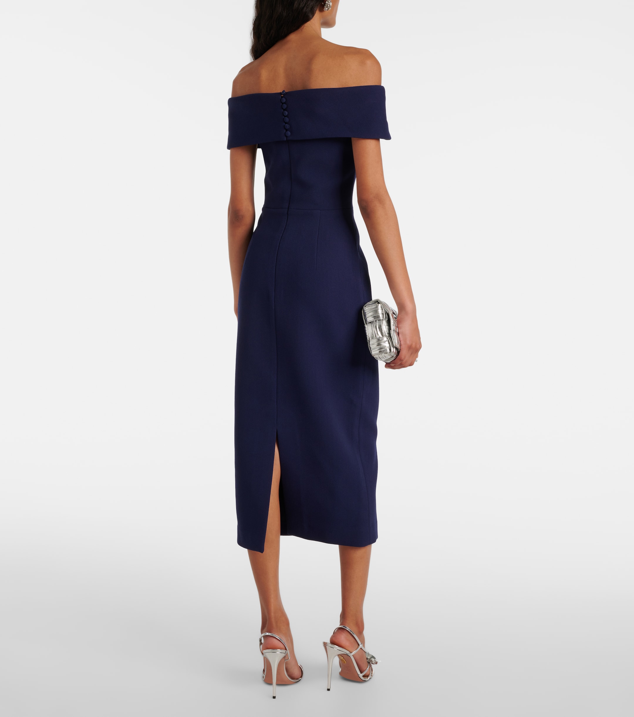 Rebecca Vallance Amore off-shoulder crêpe midi dress
