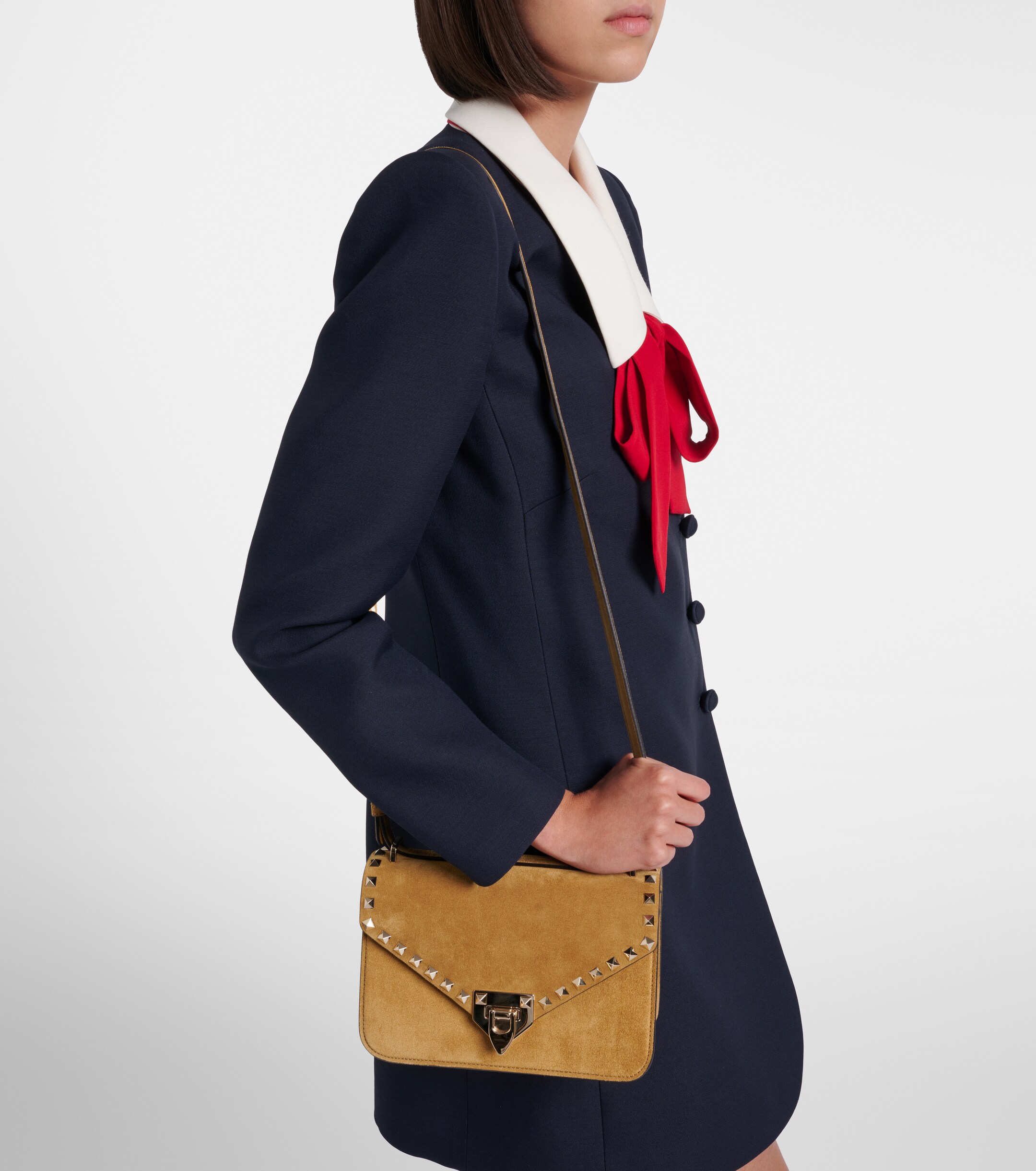Valentino Garavani Rockstud Small suede shoulder bag thumbnail
