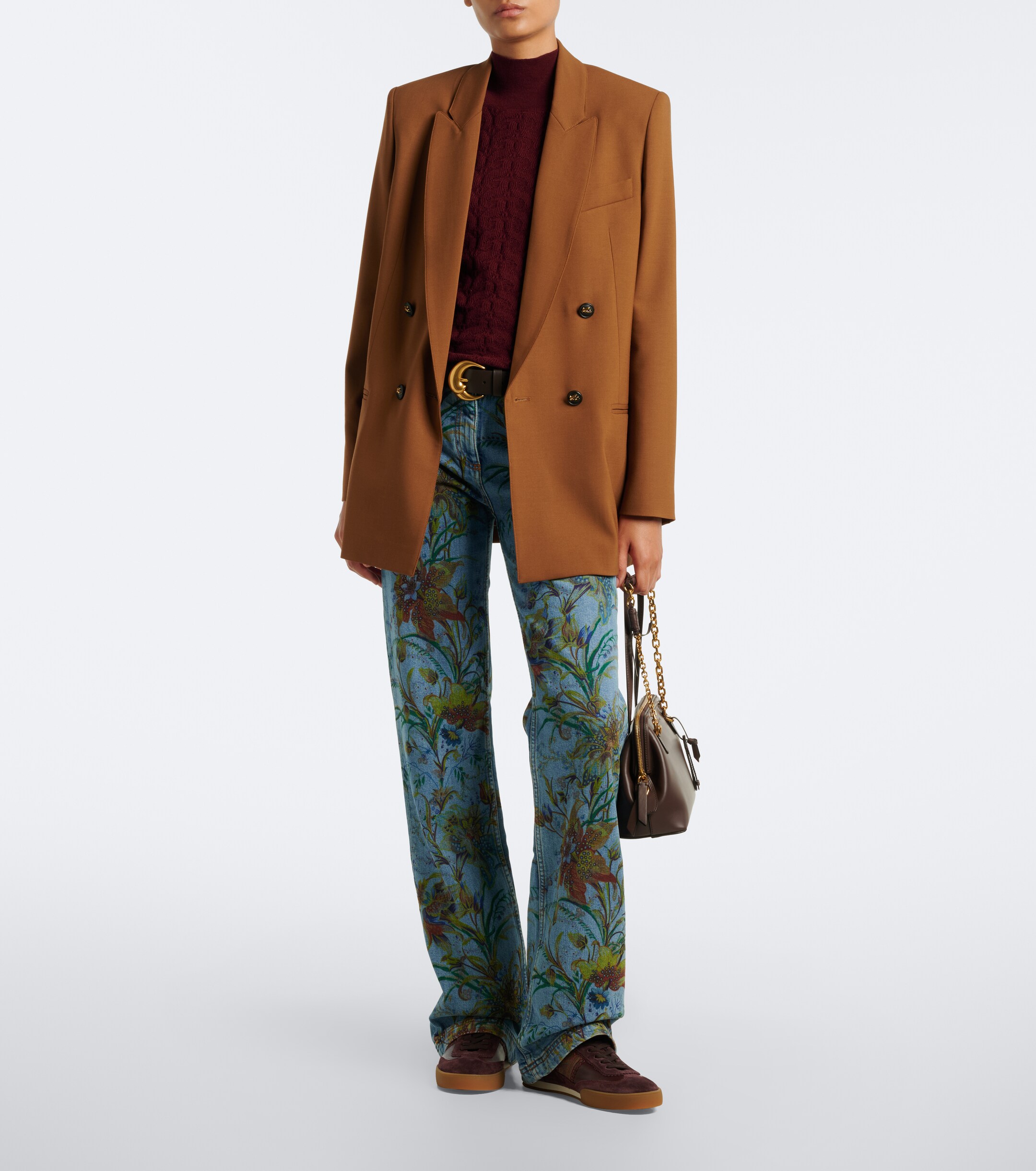 Etro Etro Pegaso suede-trimmed leather sneakers