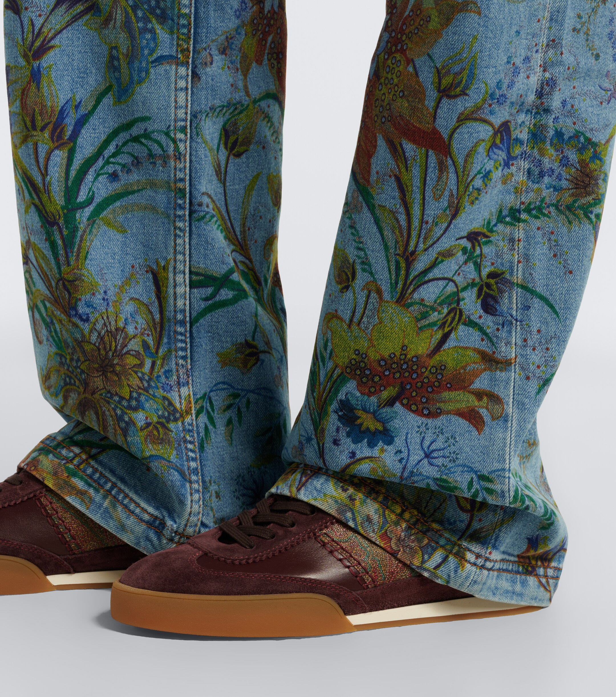Etro Etro Pegaso suede-trimmed leather sneakers