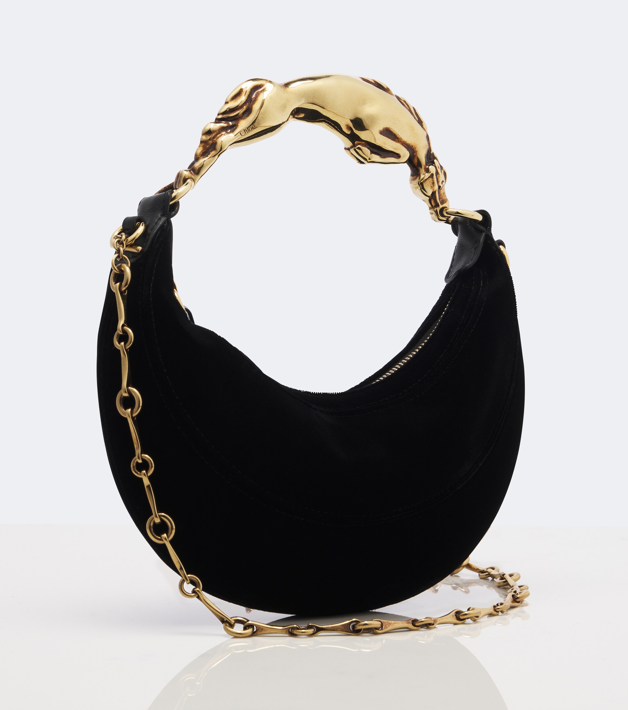 Chloé Chain Horse Small velvet shoulder bag