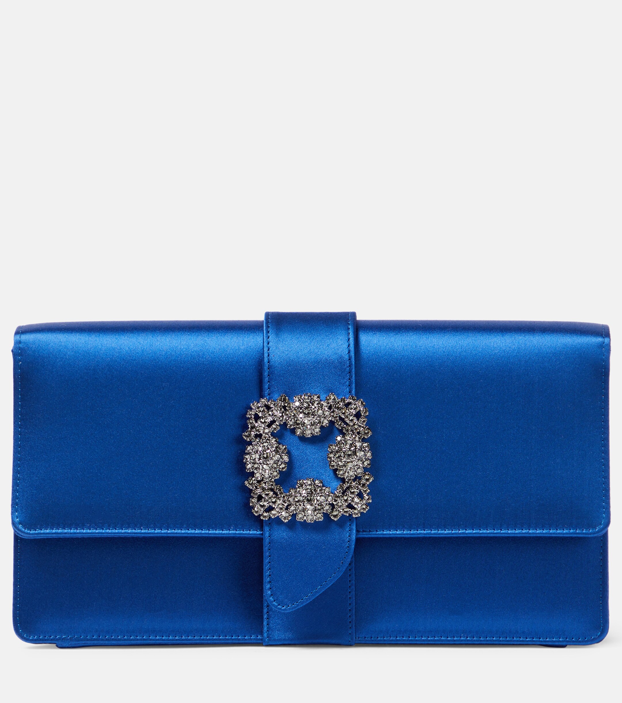 MANOLO BLAHNIK Capri embellished satin clutch
