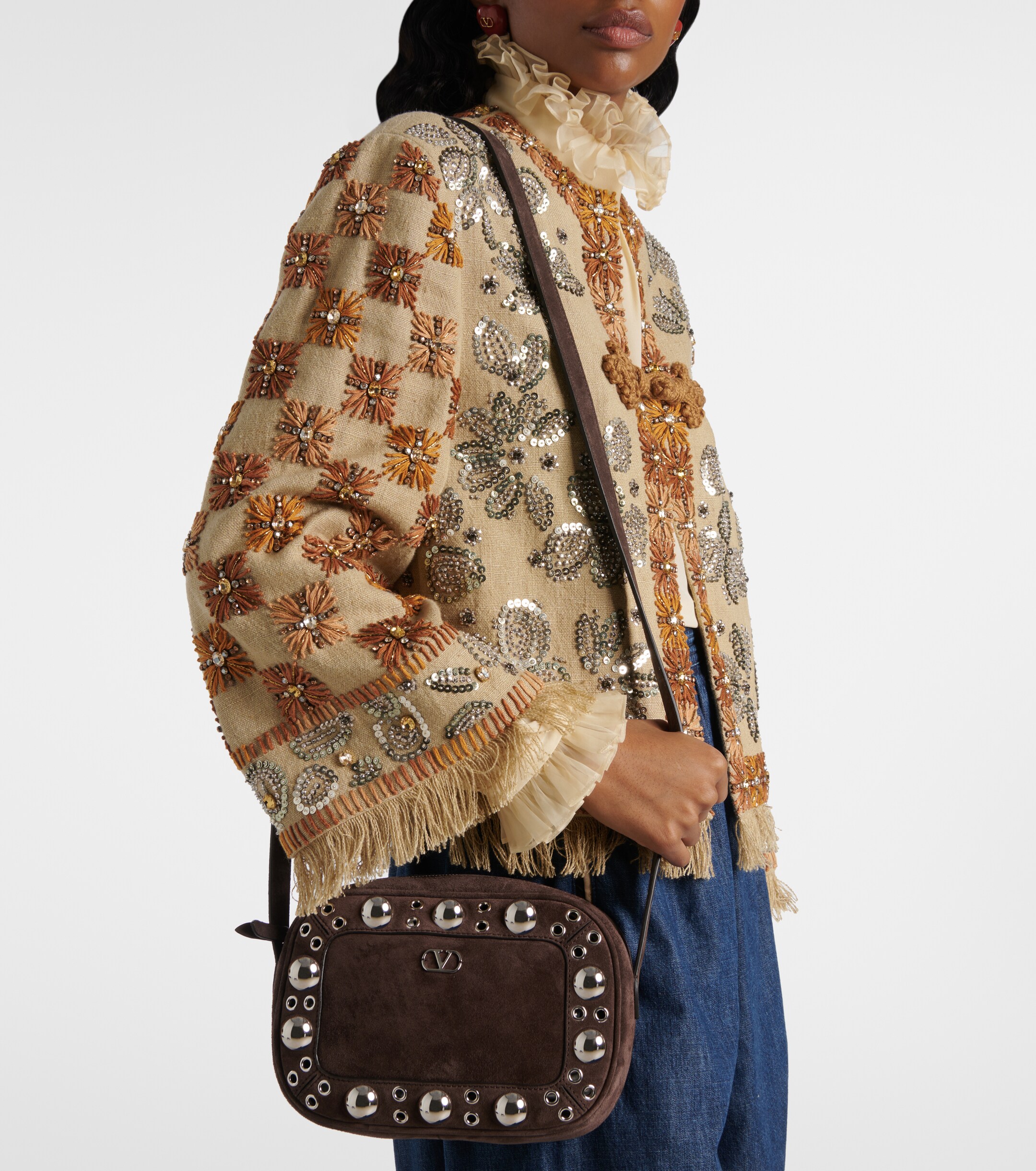 Valentino Garavani Nellcôte Small suede crossbody bag thumbnail