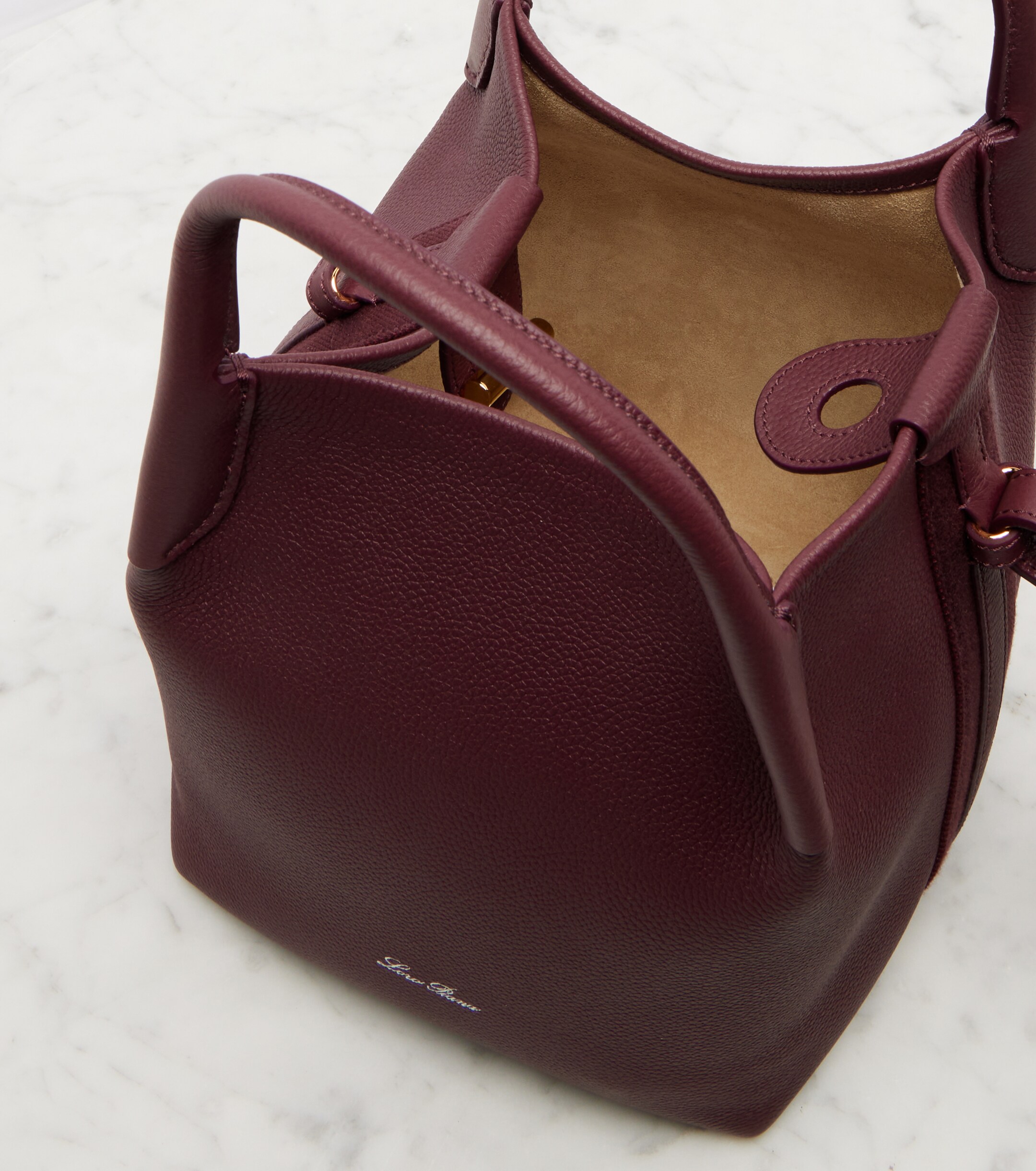Loro Piana Bale Small leather bucket bag