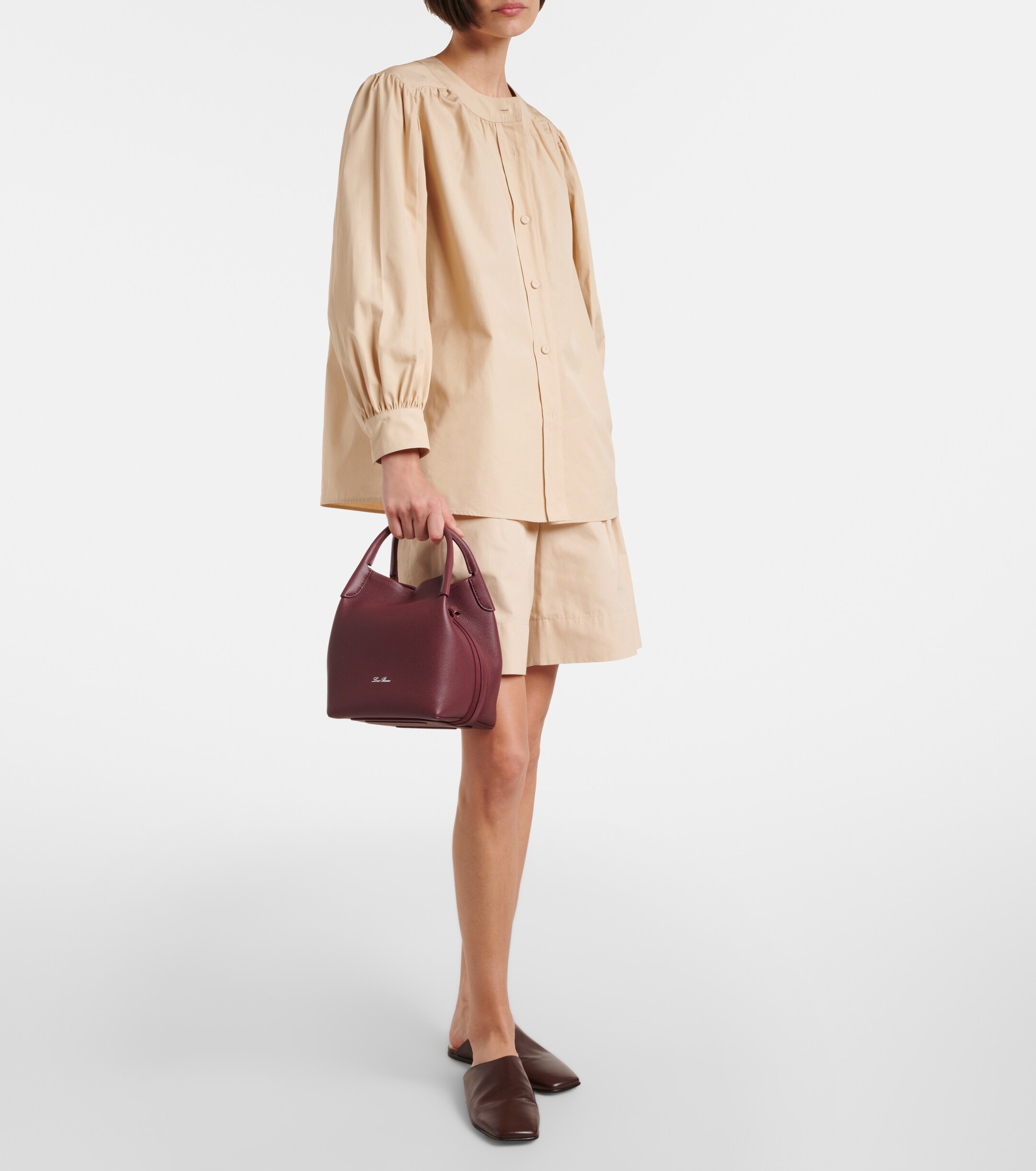 Loro Piana Bale Small leather bucket bag