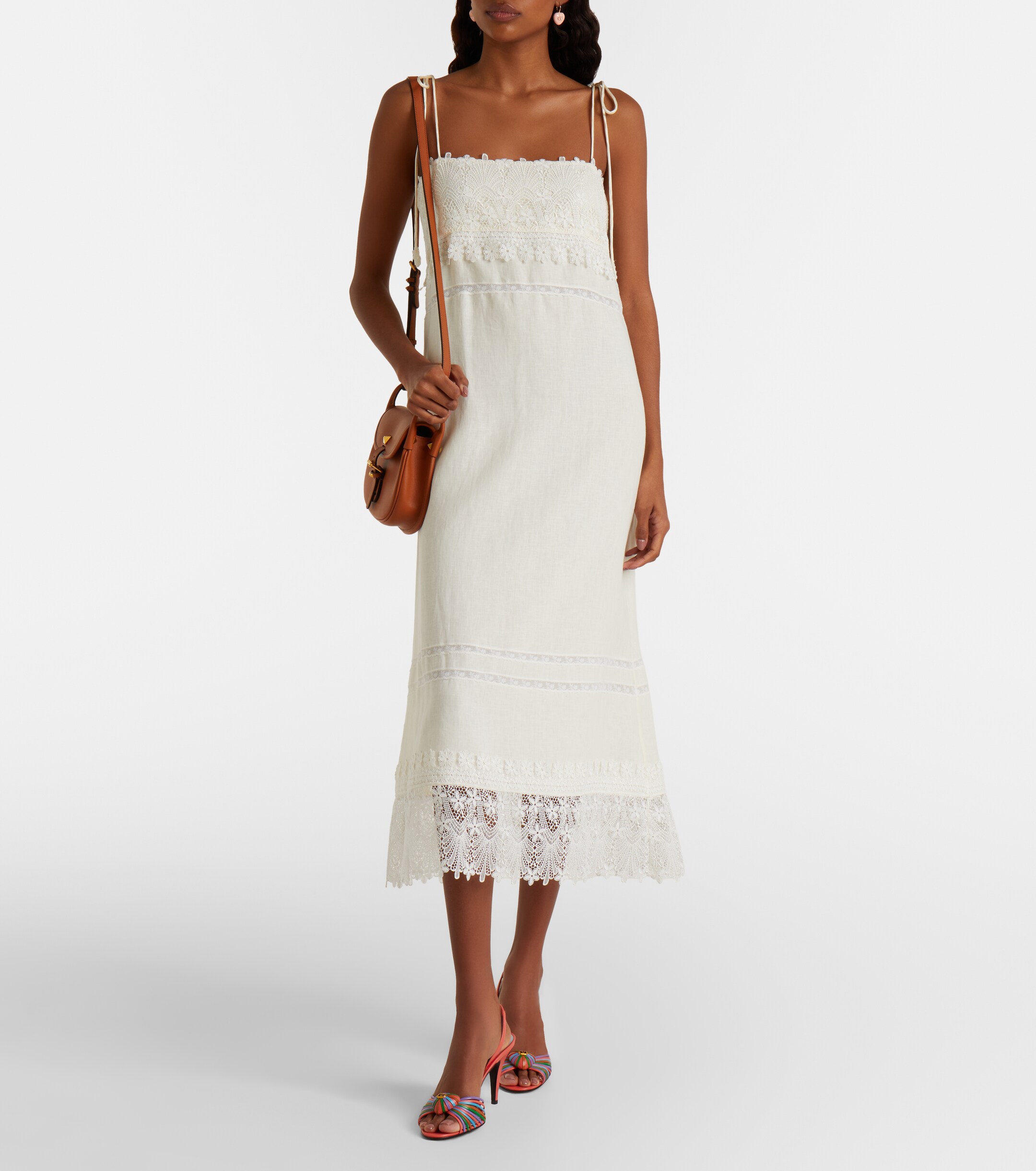knee length dresses for ladies Valentino // Brown Sheer Ruffled Lace Dress – VSP Consignment main image 1