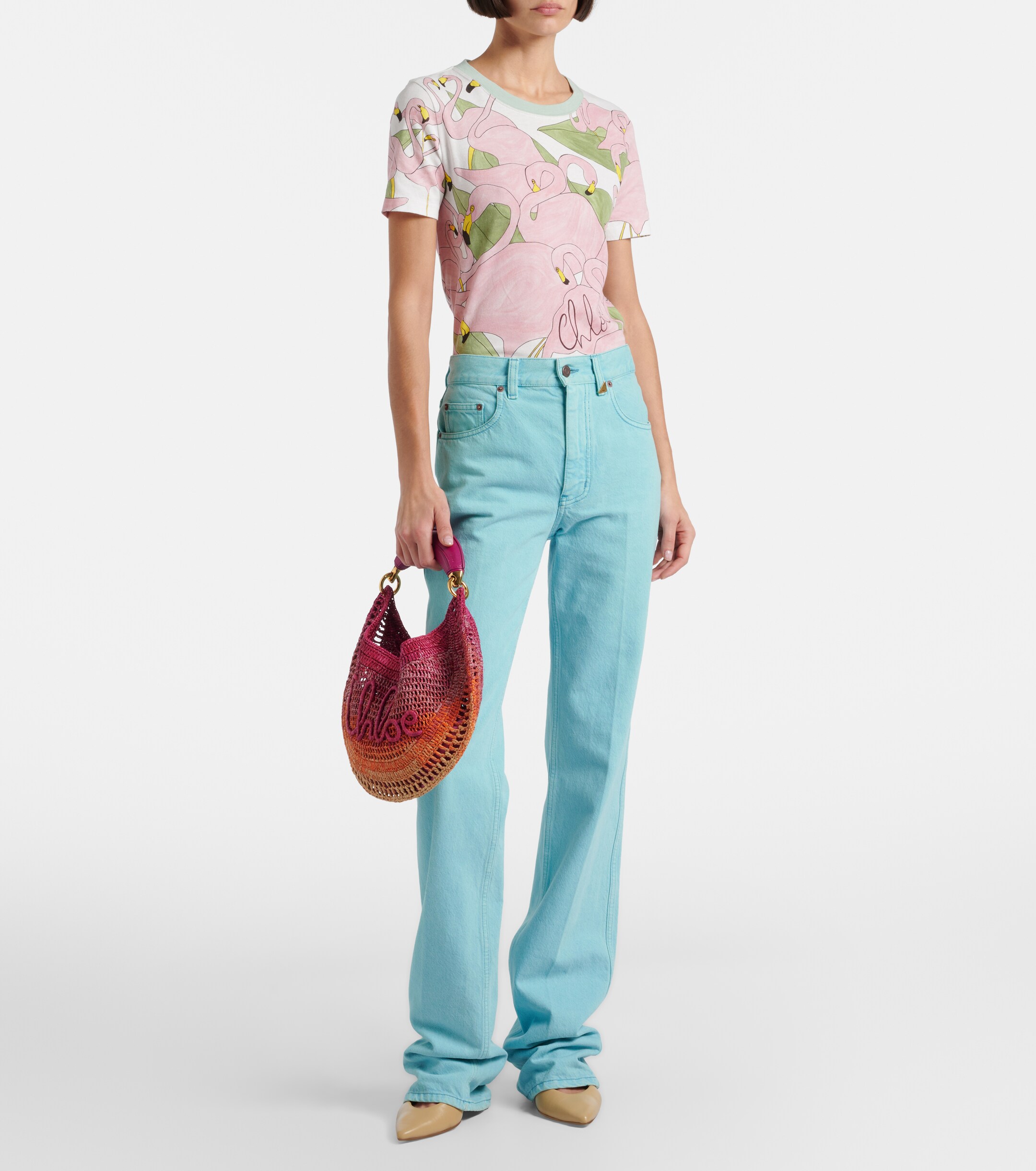 Chloé Summer Banana Medium raffia shoulder bag