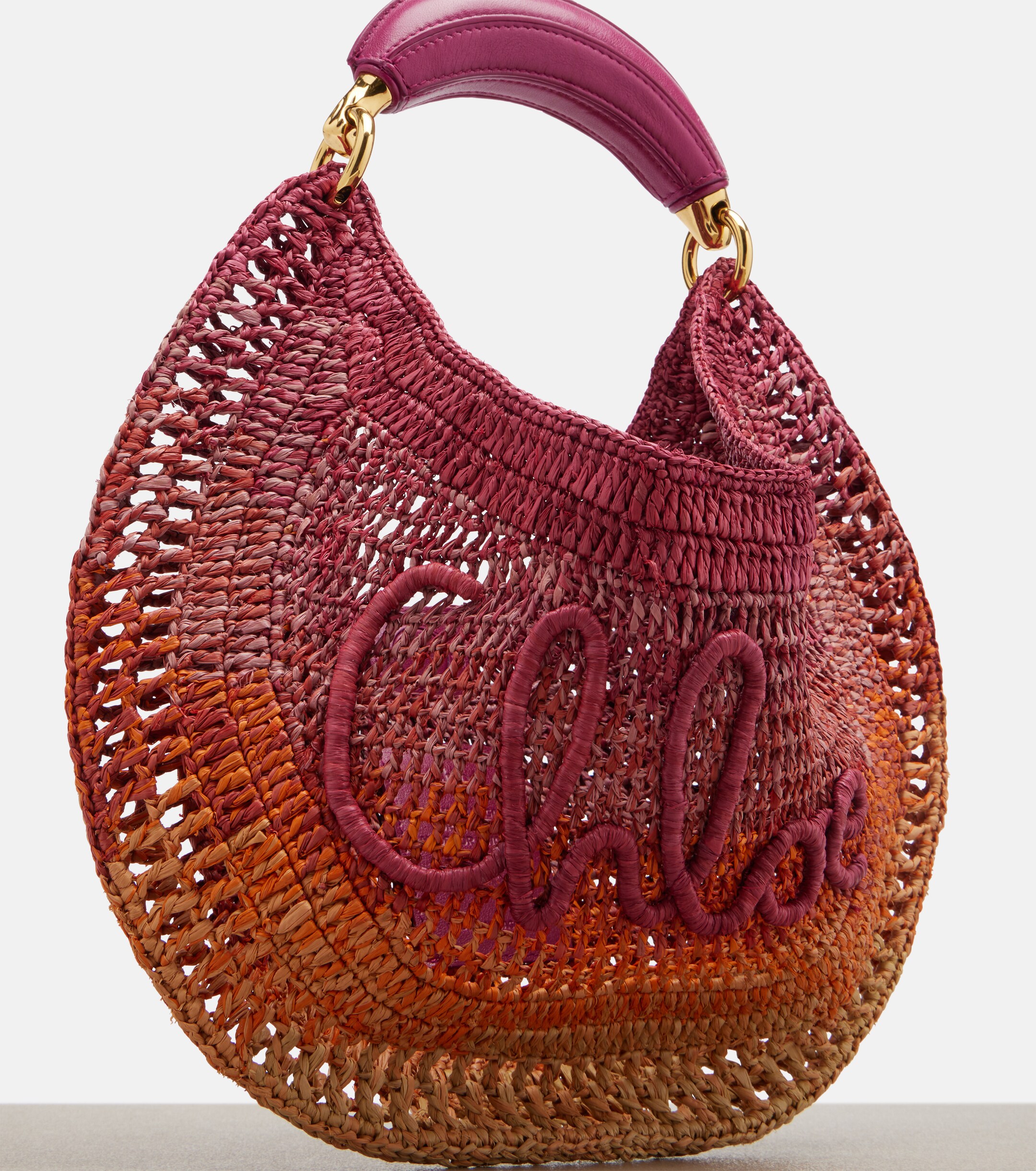 Chloé Summer Banana Medium raffia shoulder bag