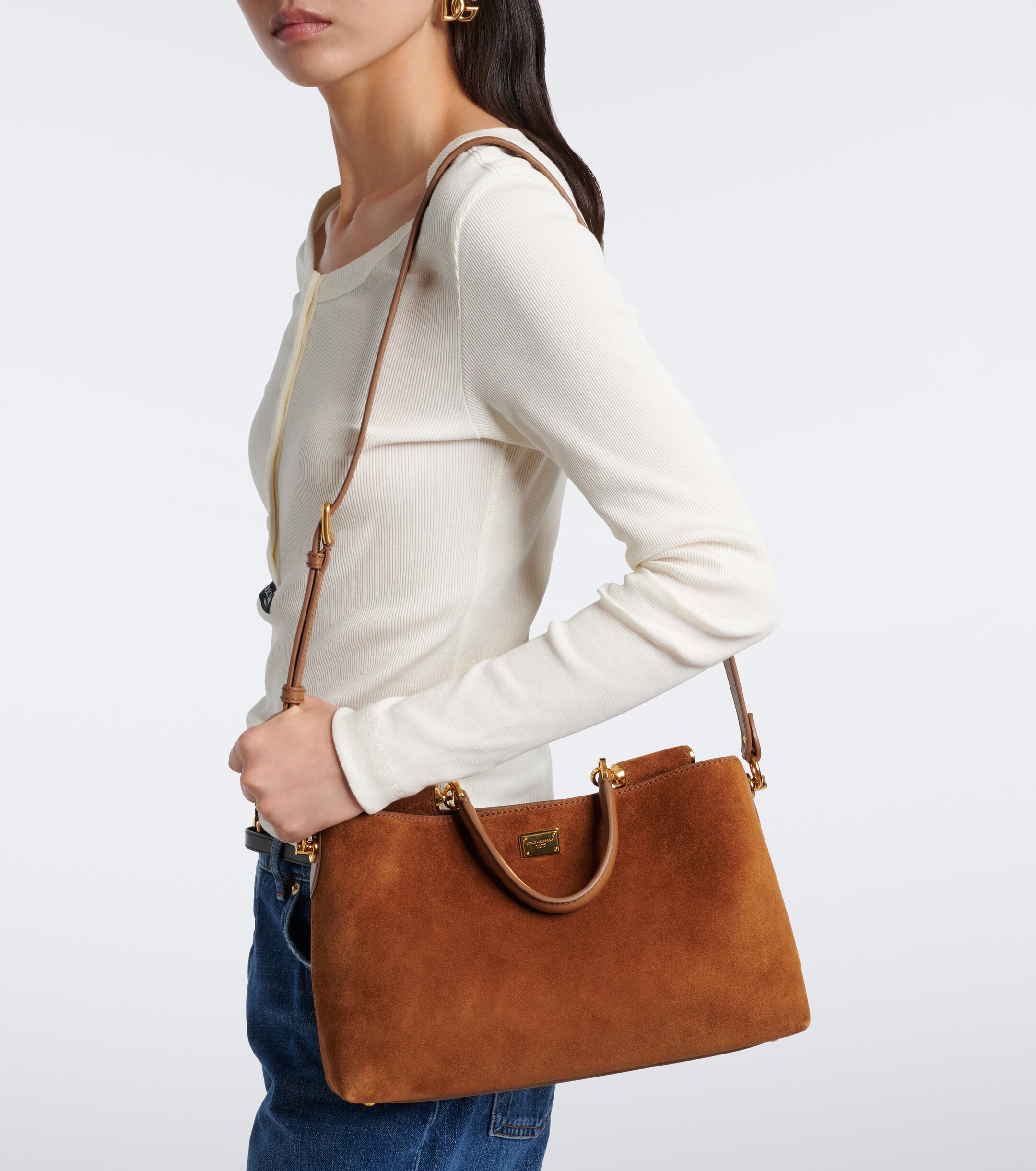 Dolce&Gabbana Vittoria Medium suede top-handle bag