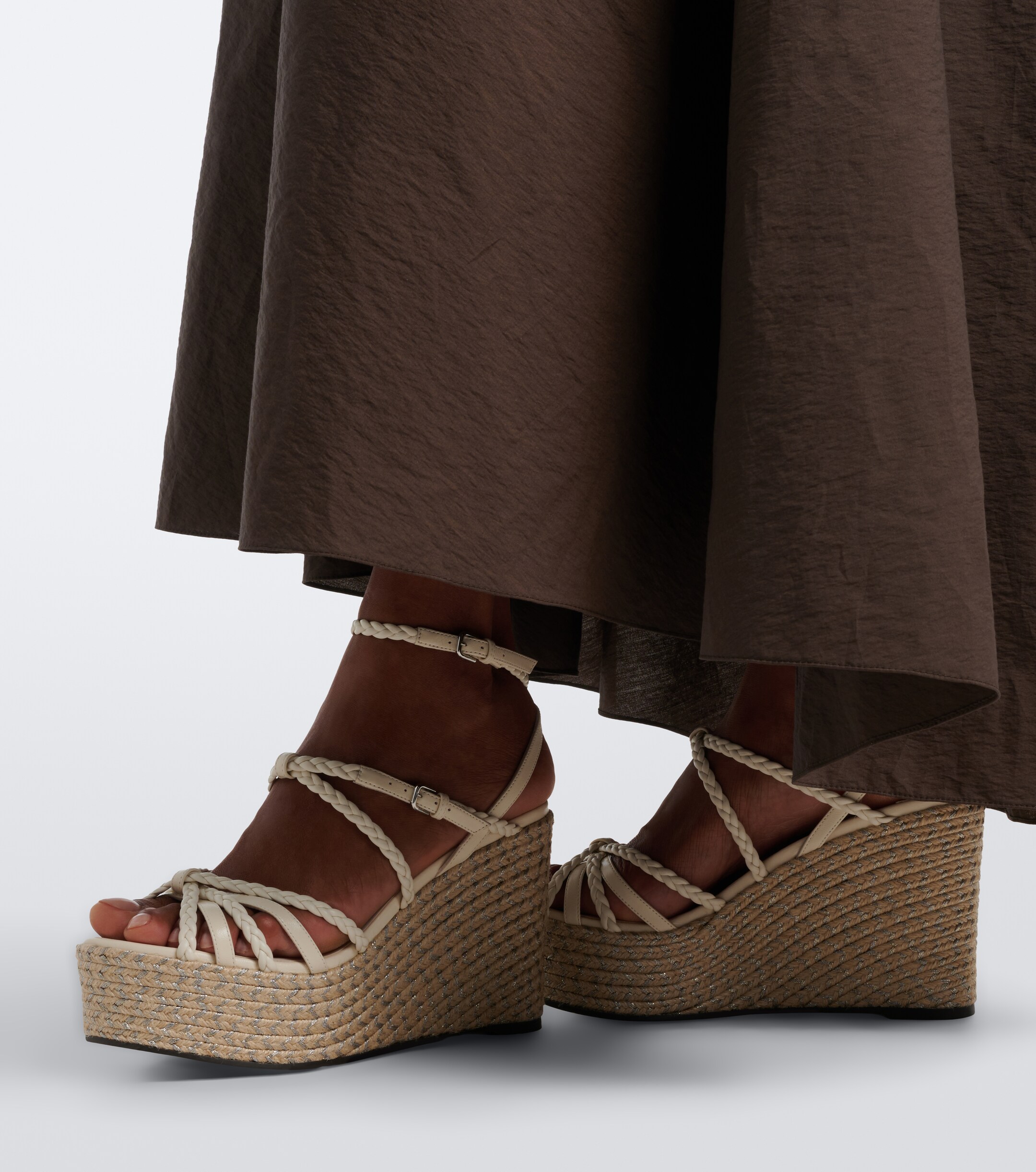 JIMMY CHOO Jimmy Choo Nyra braided leather espadrille wedges