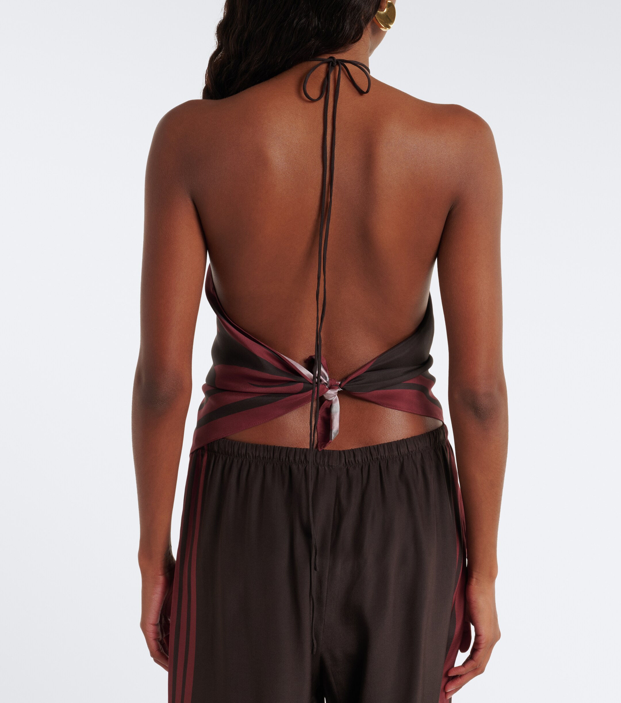 SIR. SIR Printed silk satin scarf top