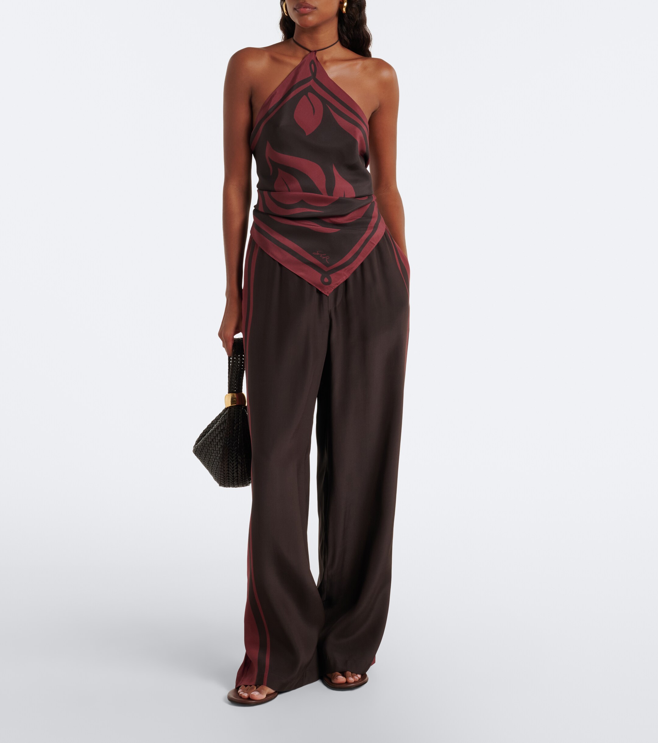 SIR. SIR Printed silk satin scarf top