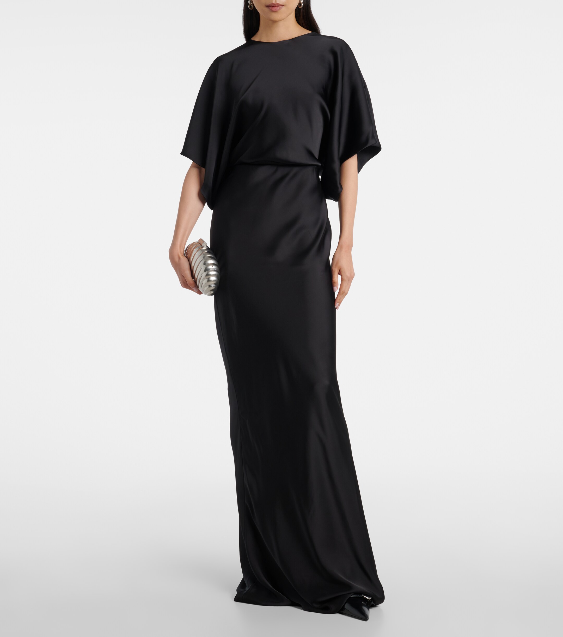 Norma Kamali Obie draped satin gown