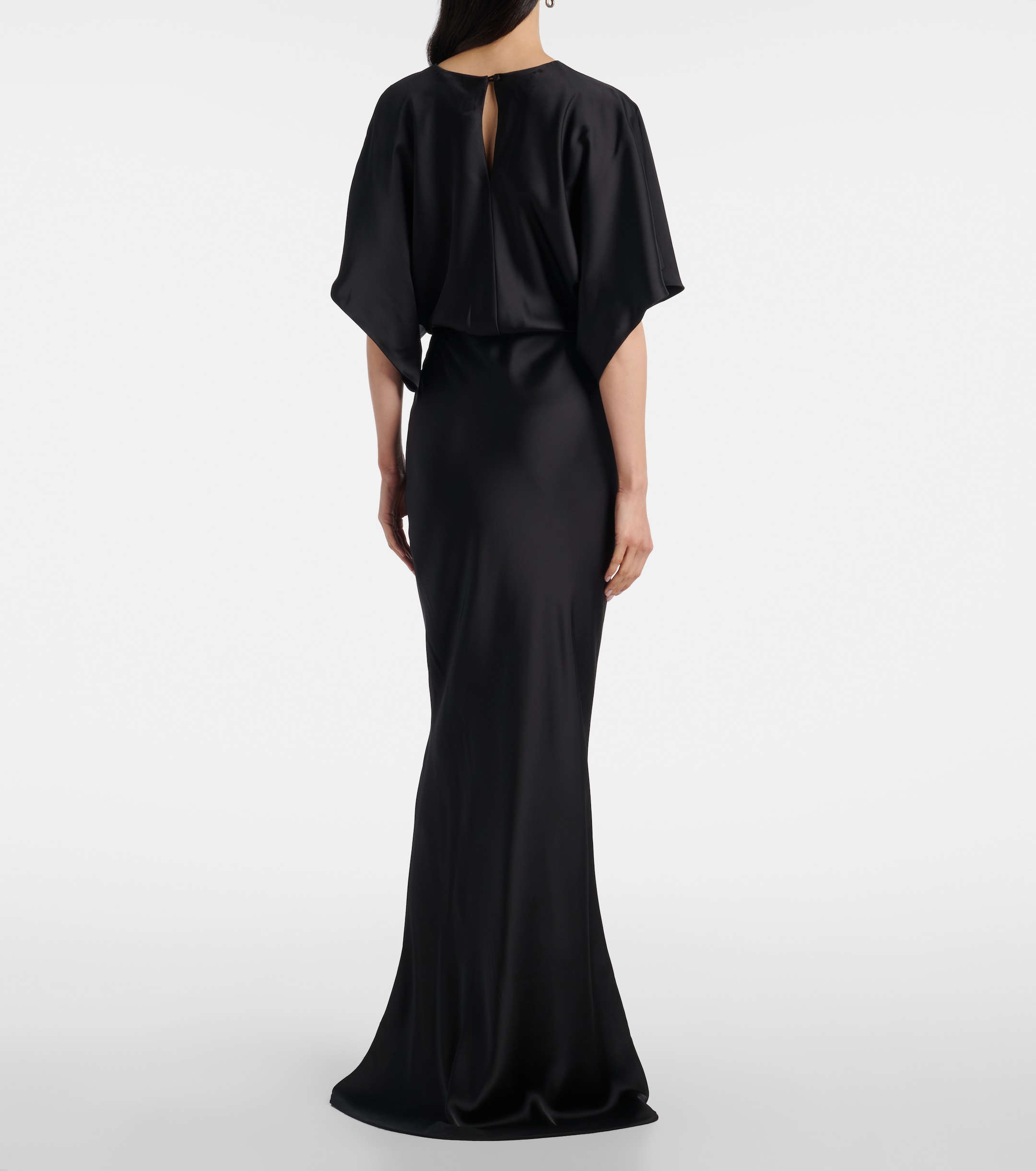 Norma Kamali Obie draped satin gown thumbnail