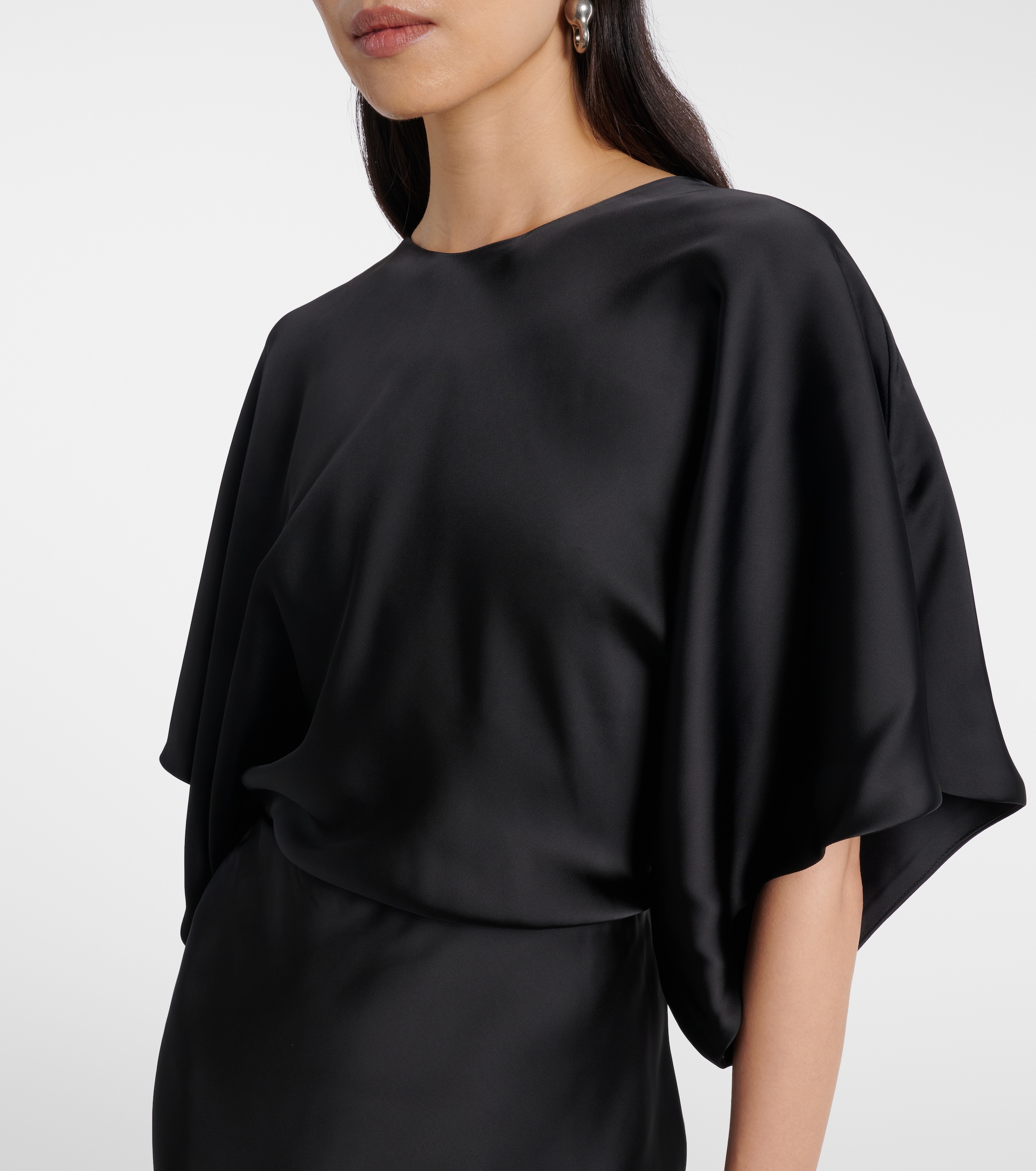 Norma Kamali Obie draped satin gown thumbnail