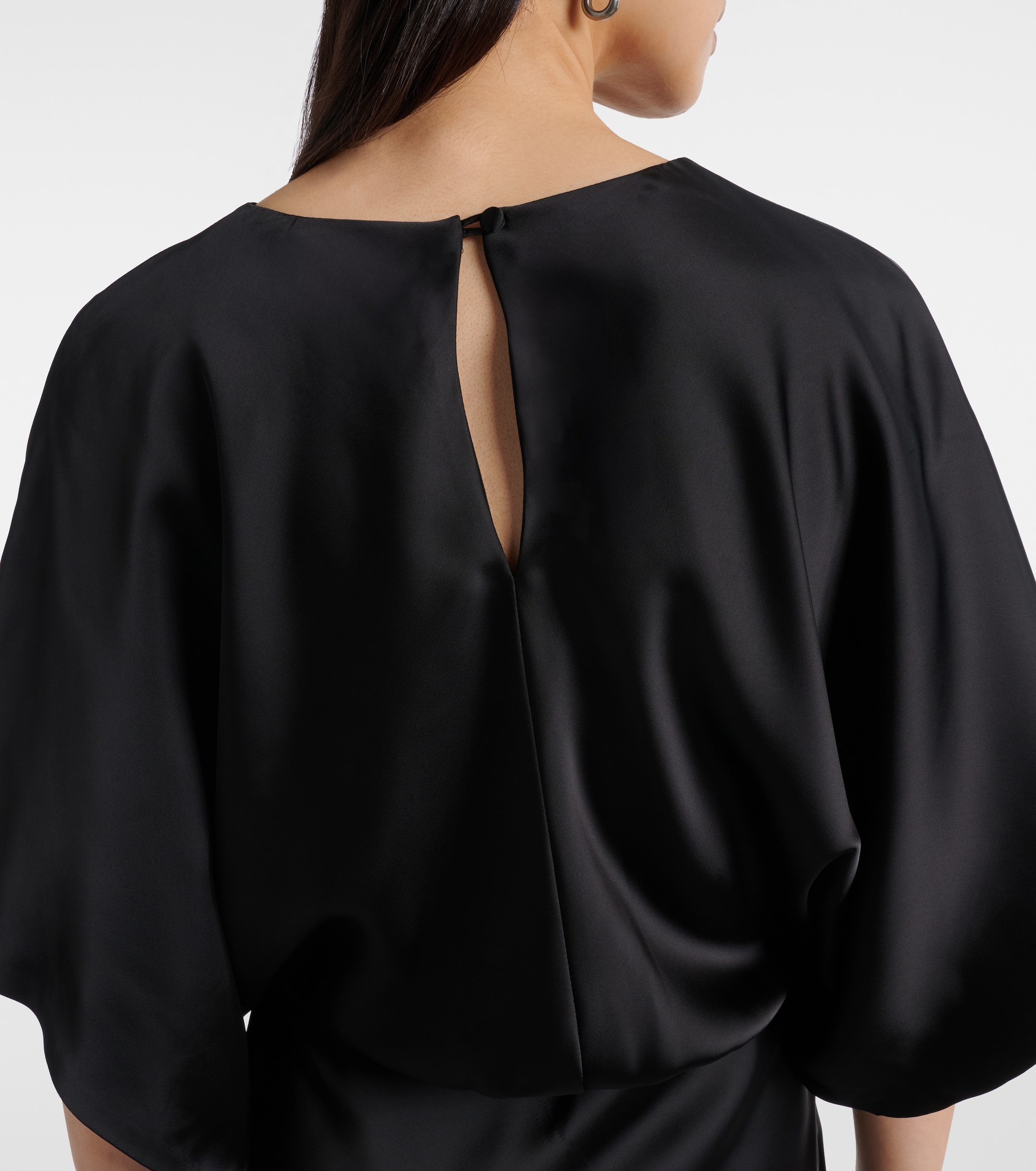 Norma Kamali Obie draped satin gown thumbnail