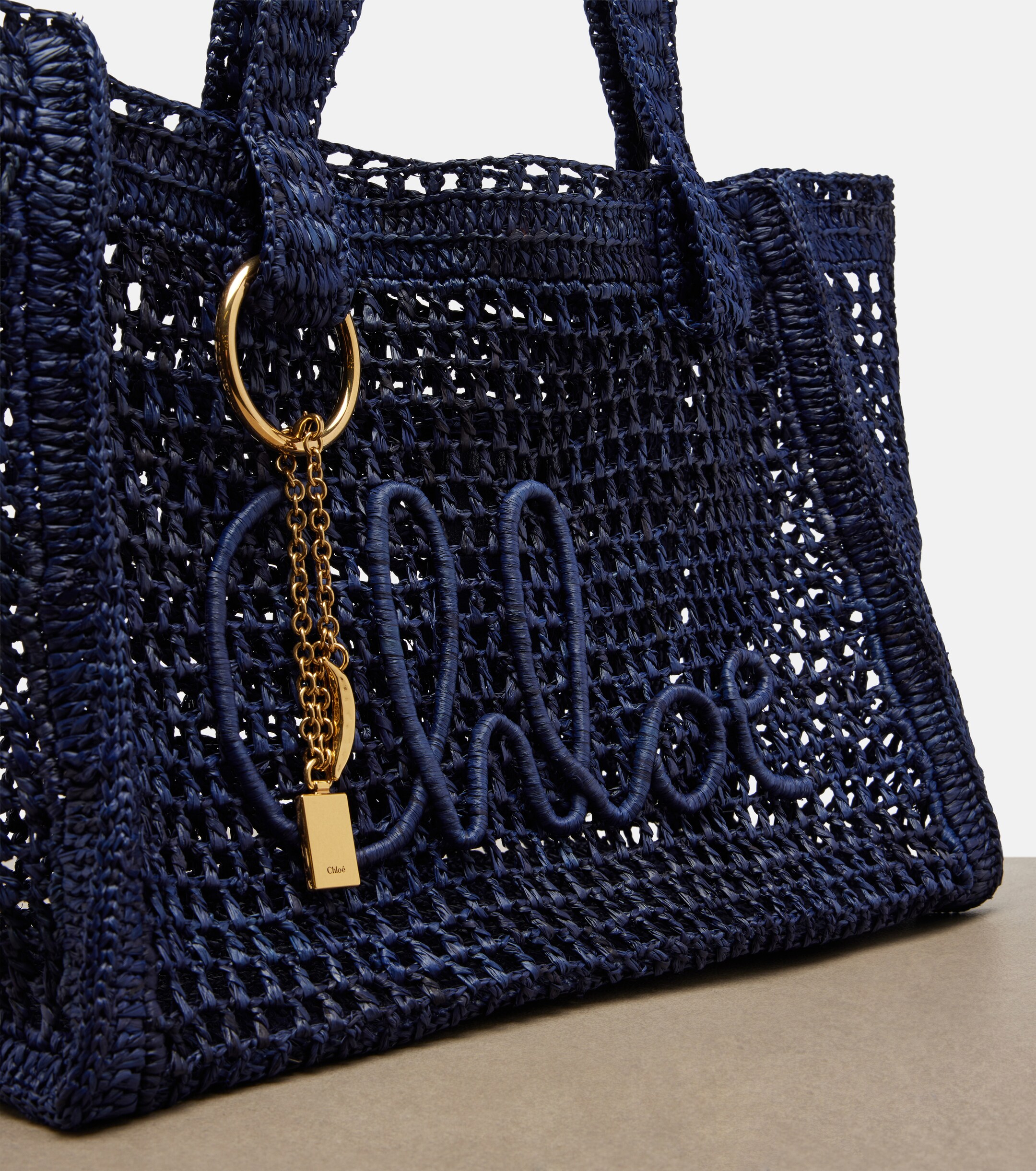 Chloé Summer Banana East-West raffia tote bag
