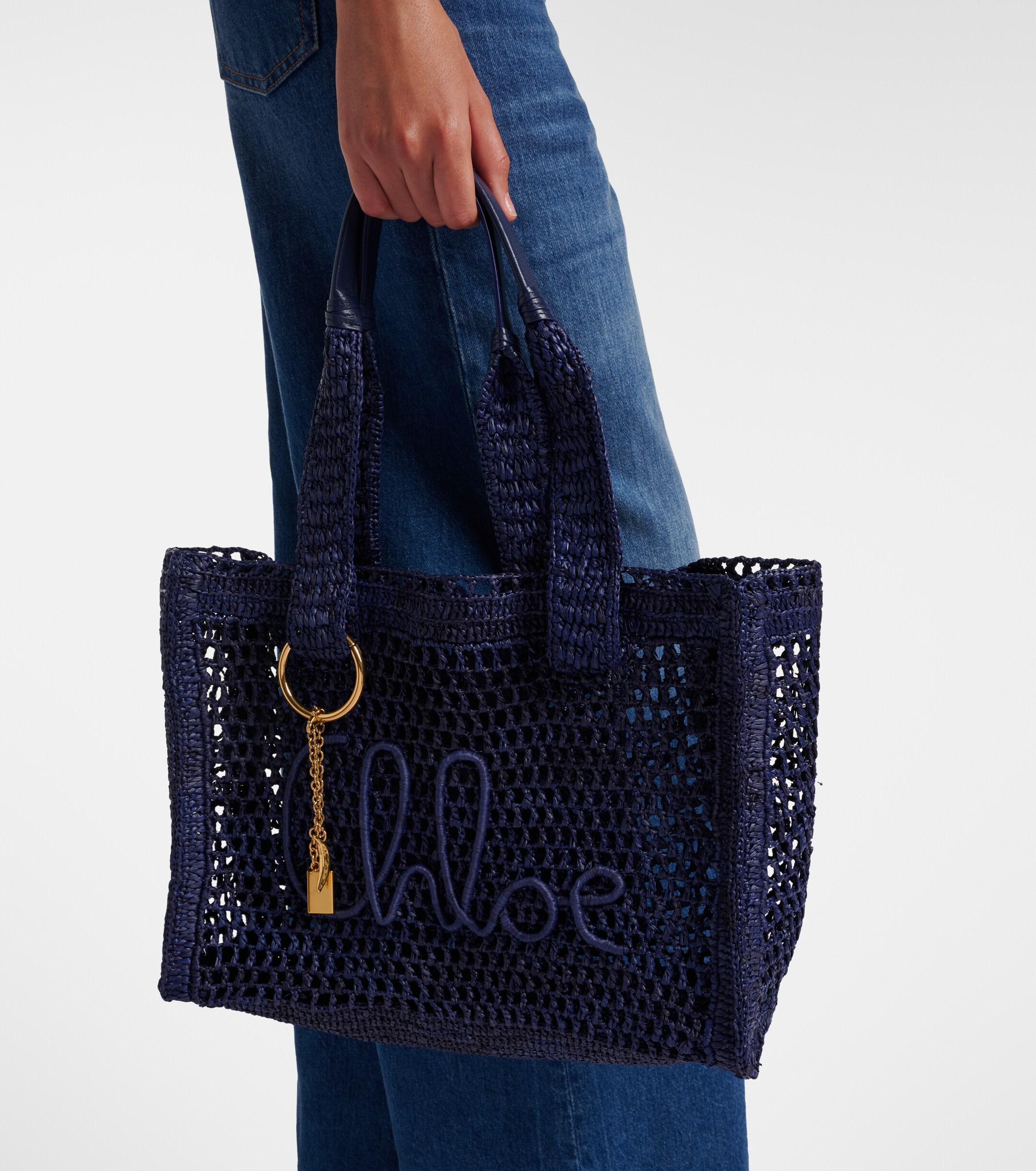 Chloé Summer Banana East-West raffia tote bag